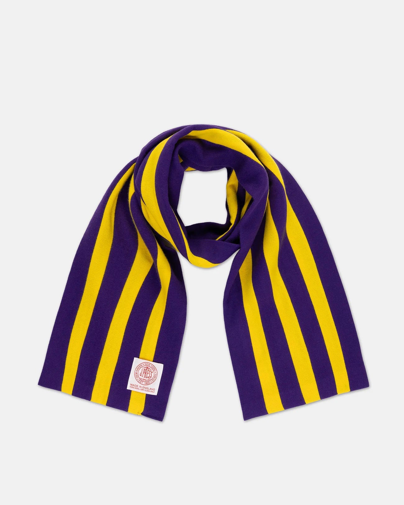 Made-in-England Purple & Yellow Wool Schoolboy Muffler