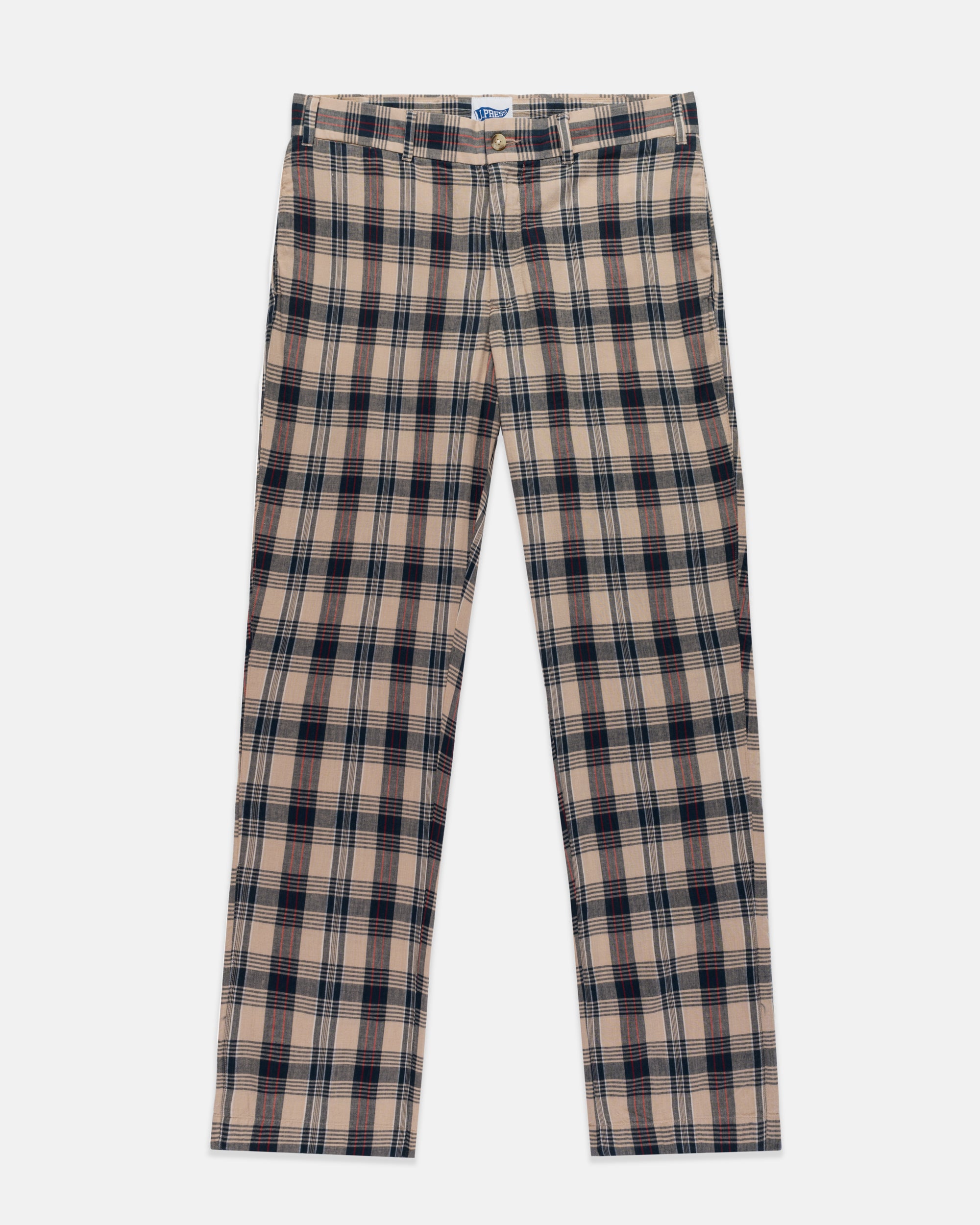 Tan & Navy Madras Trousers- Trim Fit