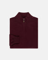 Burgundy Cotton-Cashmere Quarter-Zip Sweater