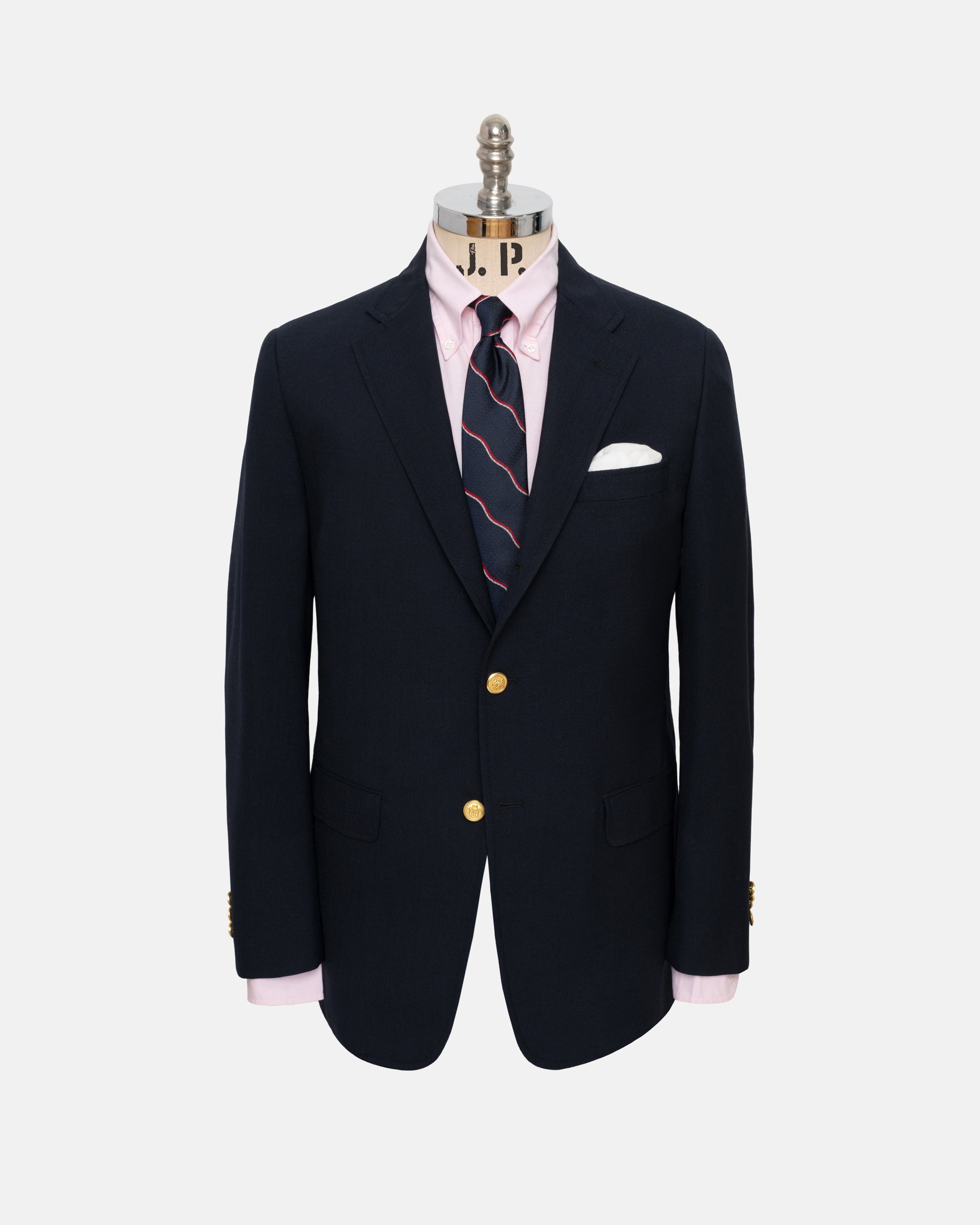 Made-in-USA Solid Navy Fox Air Wool Blazer