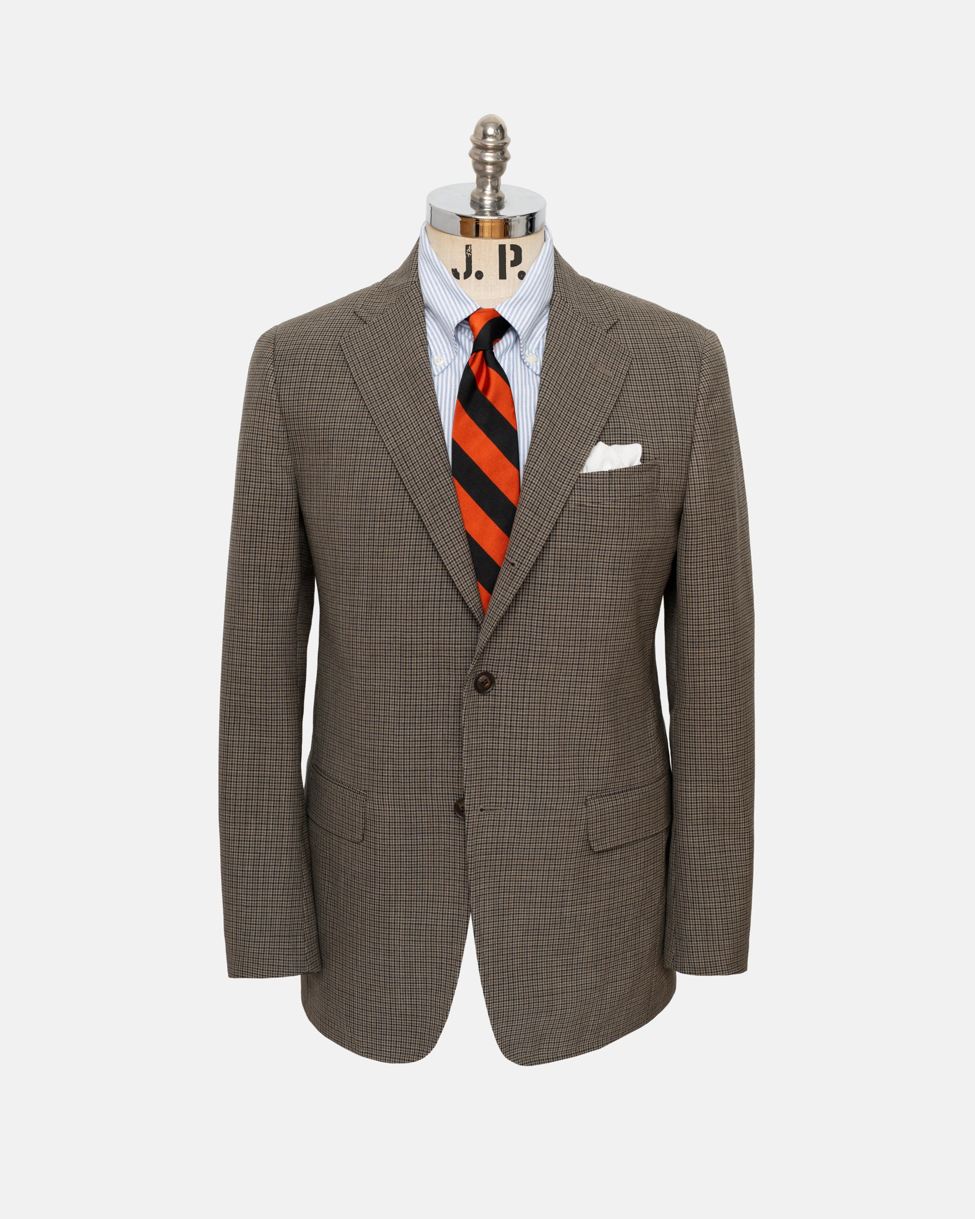 Made-in-USA Olive Mini Check Fox Air Wool Sport Coat