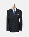 Made-in-USA Fox Brothers Charcoal Chalk Stripe Double-Breasted Suit
