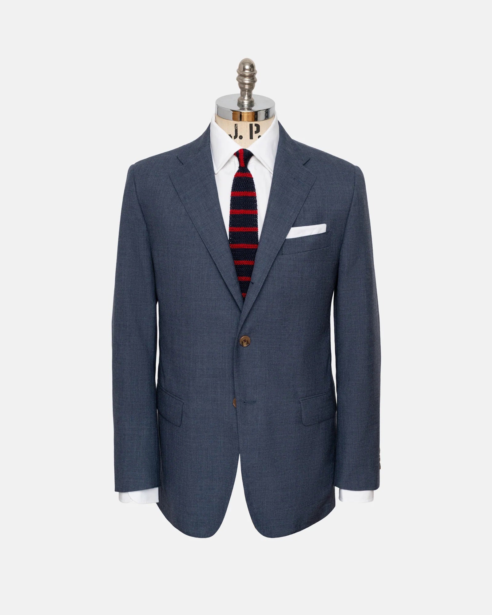 Made-in-USA Fox Brothers Char Blue Solid Suit