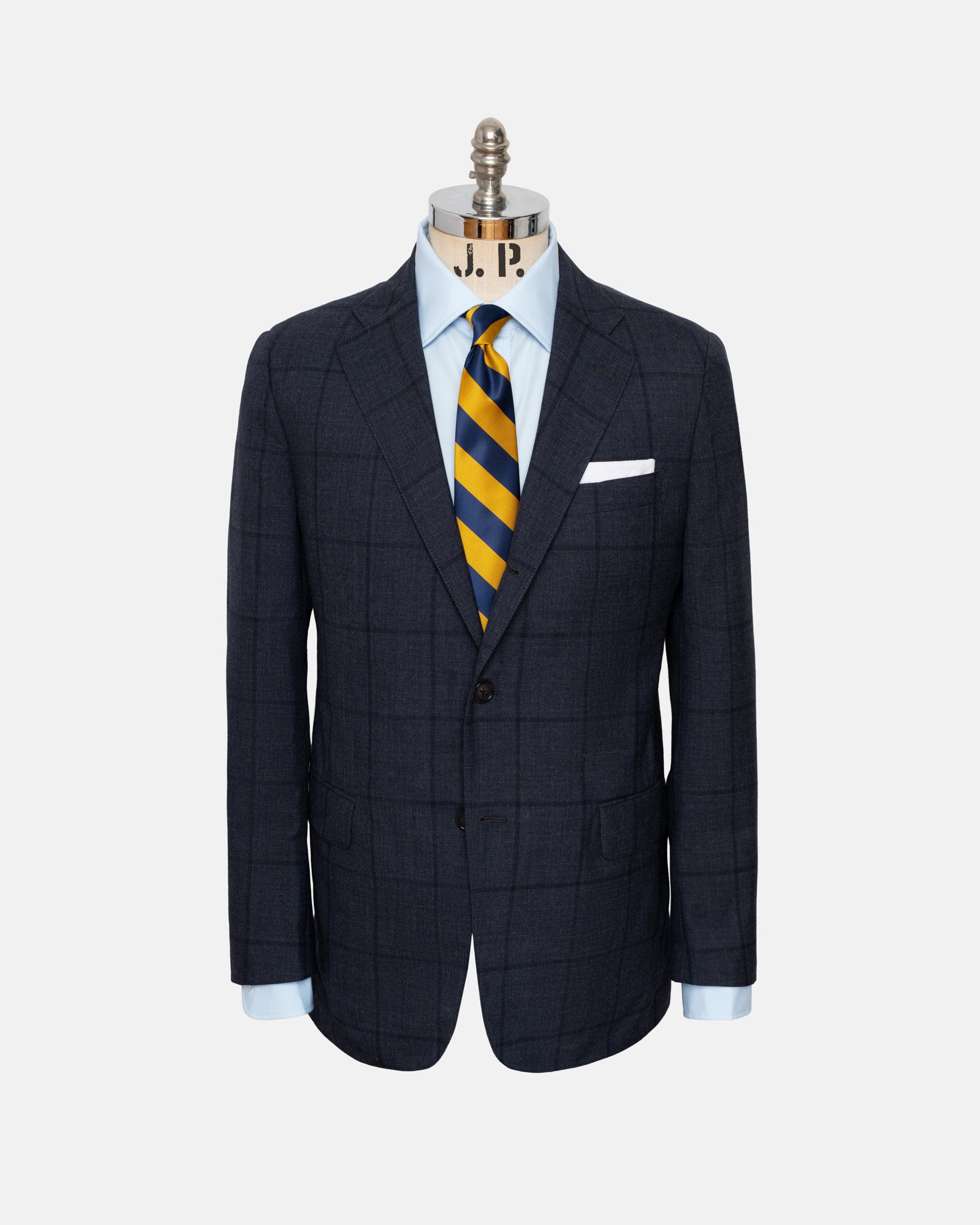 Made-in-USA Fox Brothers Char Blue Windowpane Suit
