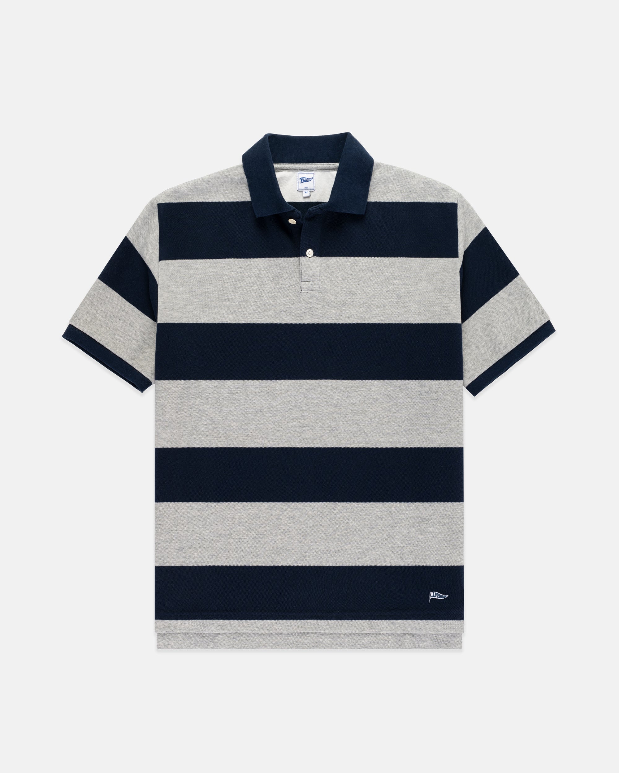 Navy & Grey Relaxed Fit Wide Stripe Polo | J. PRESS