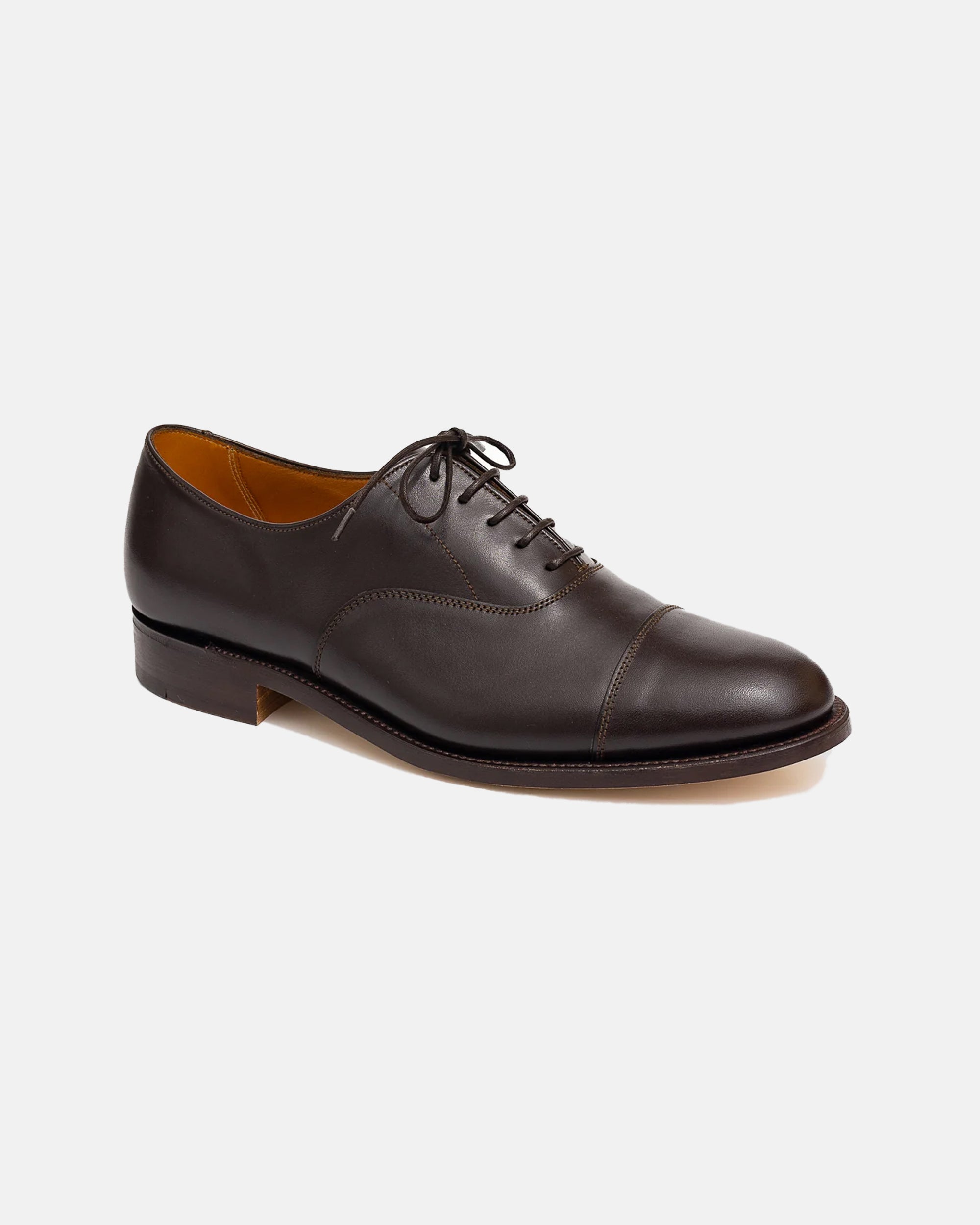 Made-in-England Dark Brown Calfskin Cap Toe Oxford