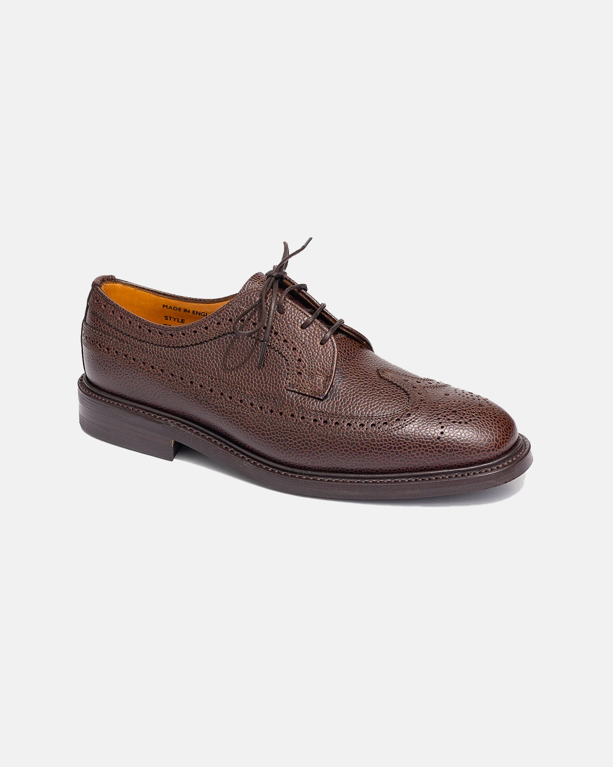 Made-in-England Walnut Pebble Grain Longwing Blucher