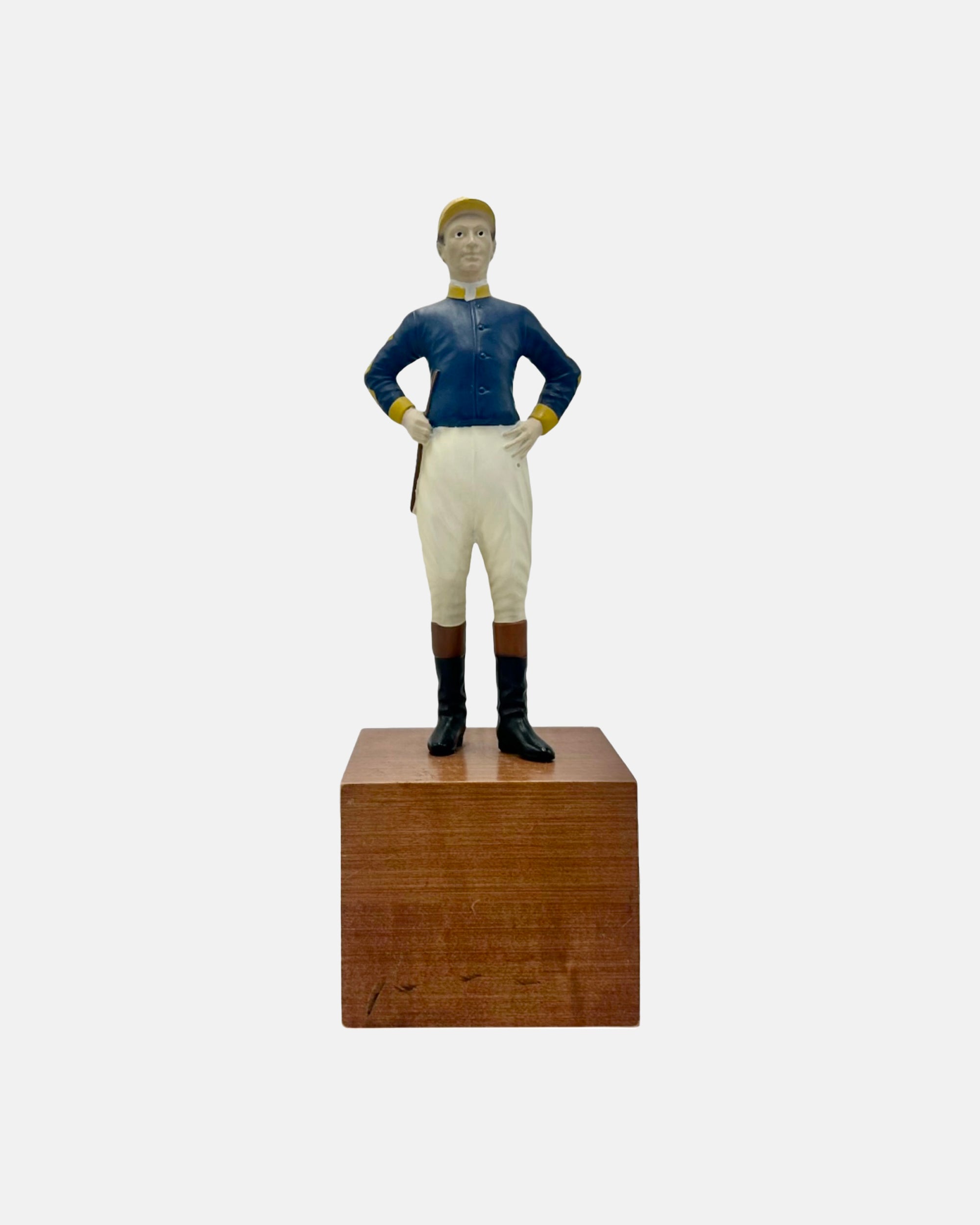 Vintage Equestrian Jockey Bookend Blue Yellow