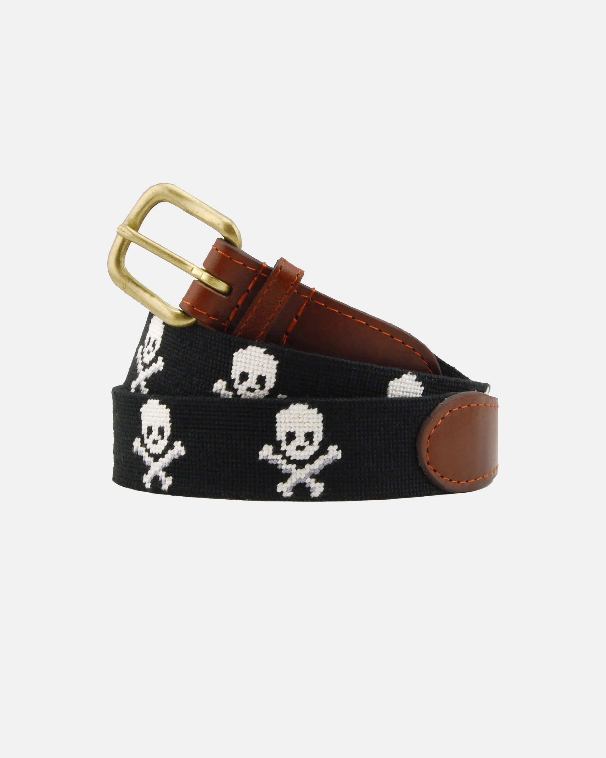 Skull and Bones Needlepoint Belt