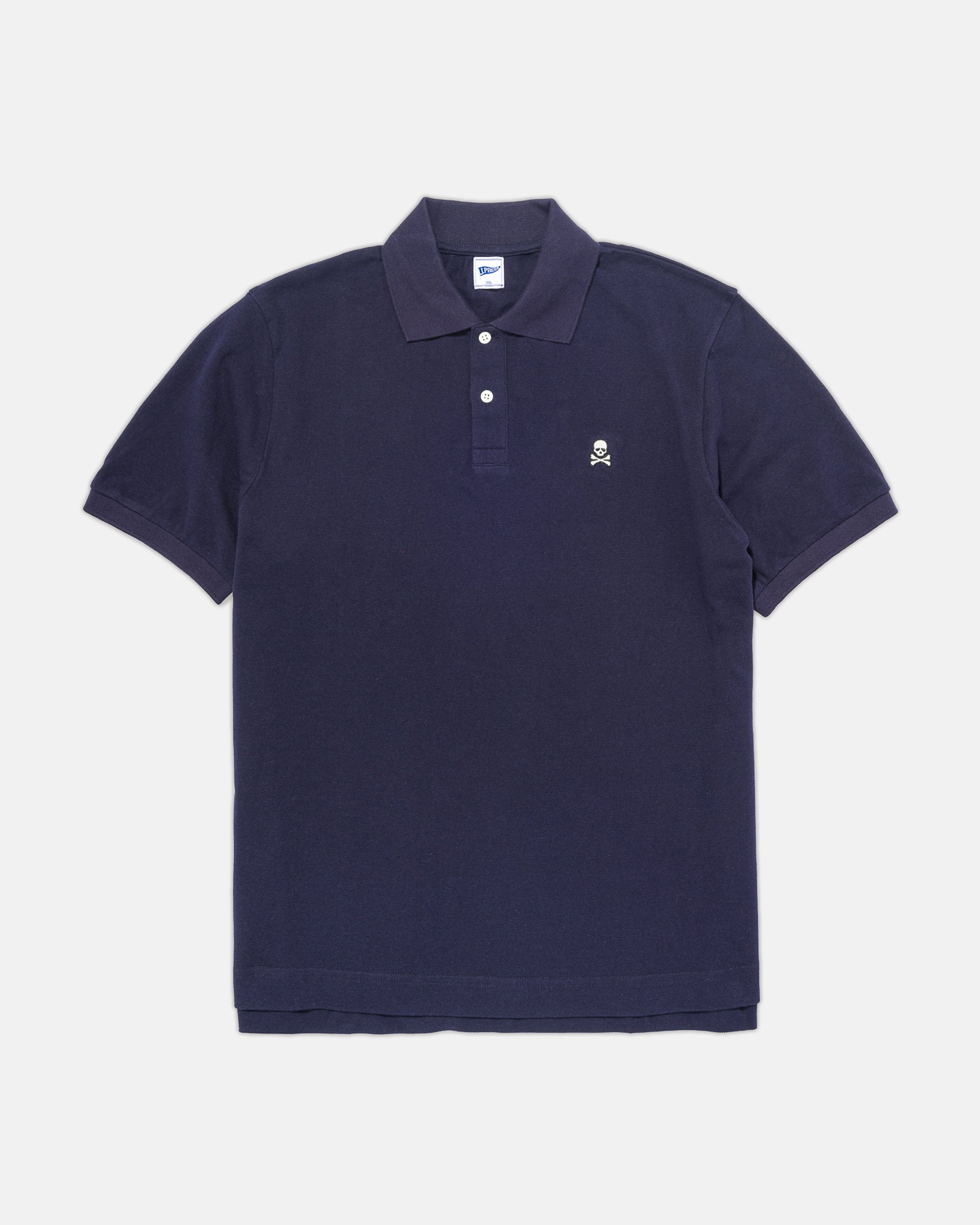 Navy Skull & Crossbones Cotton Pique Polo Shirt - Trim Fit