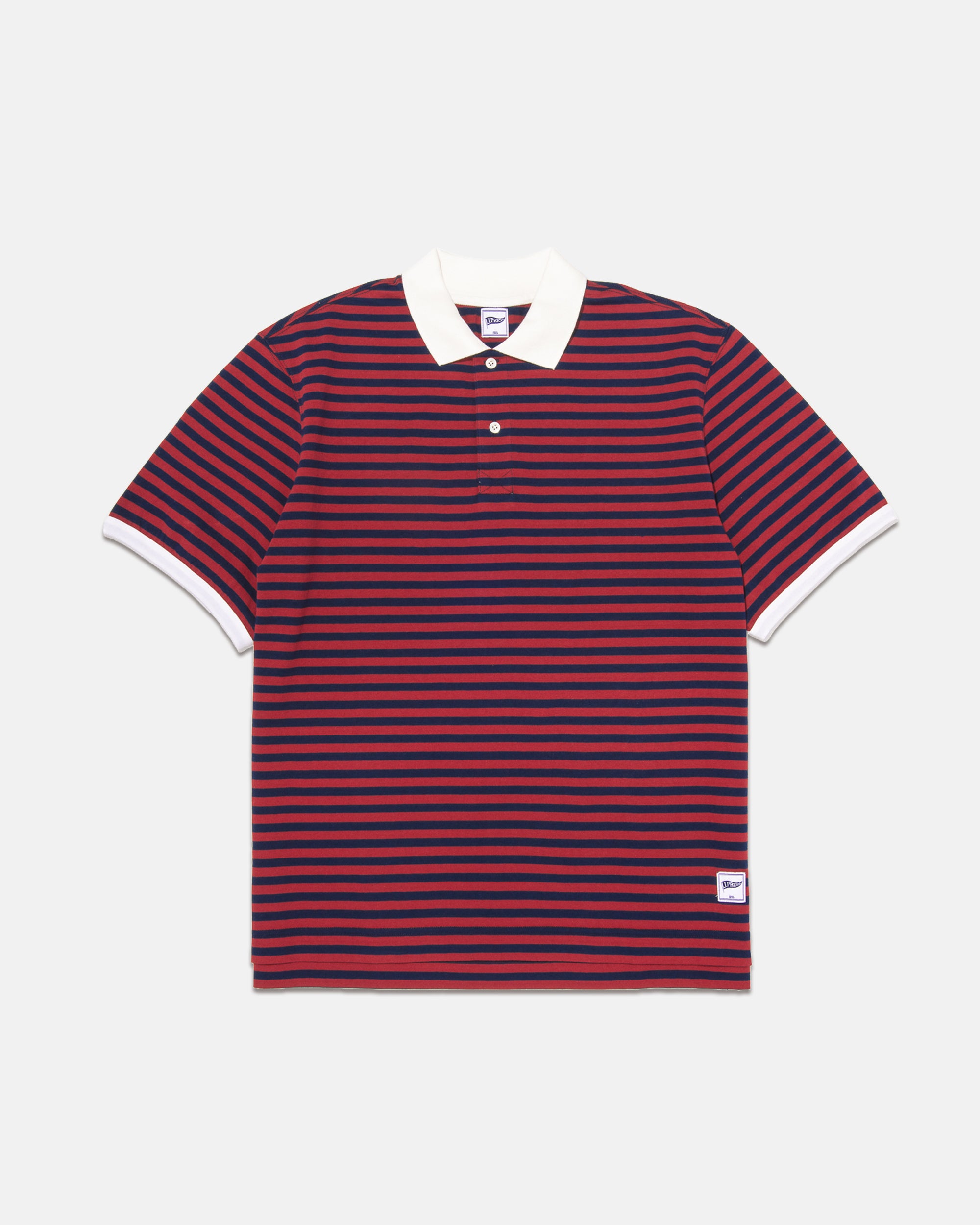 Navy & Red Stripe Interlock Polo - Trim Fit