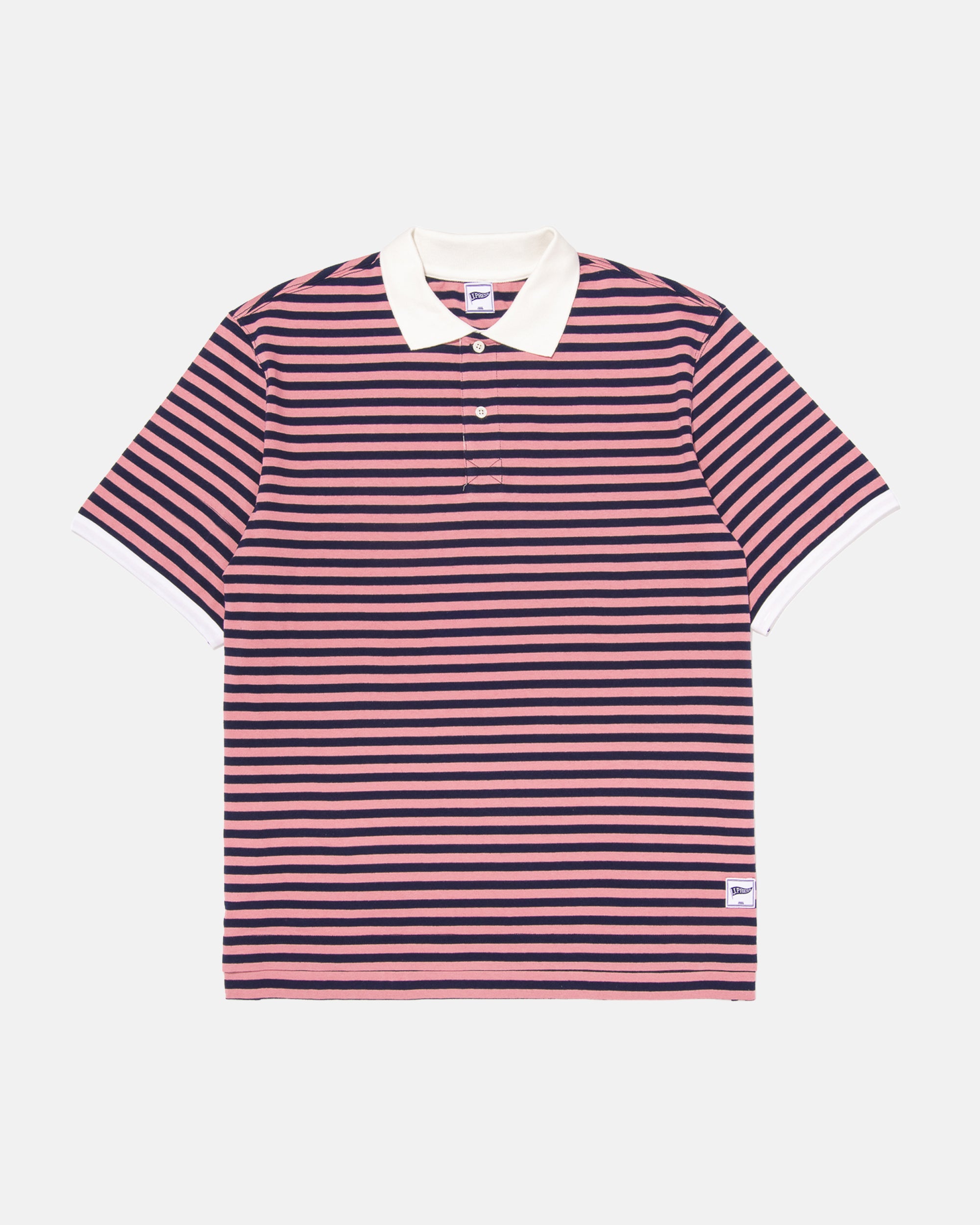 Navy & Pink Stripe Interlock Polo - Trim Fit