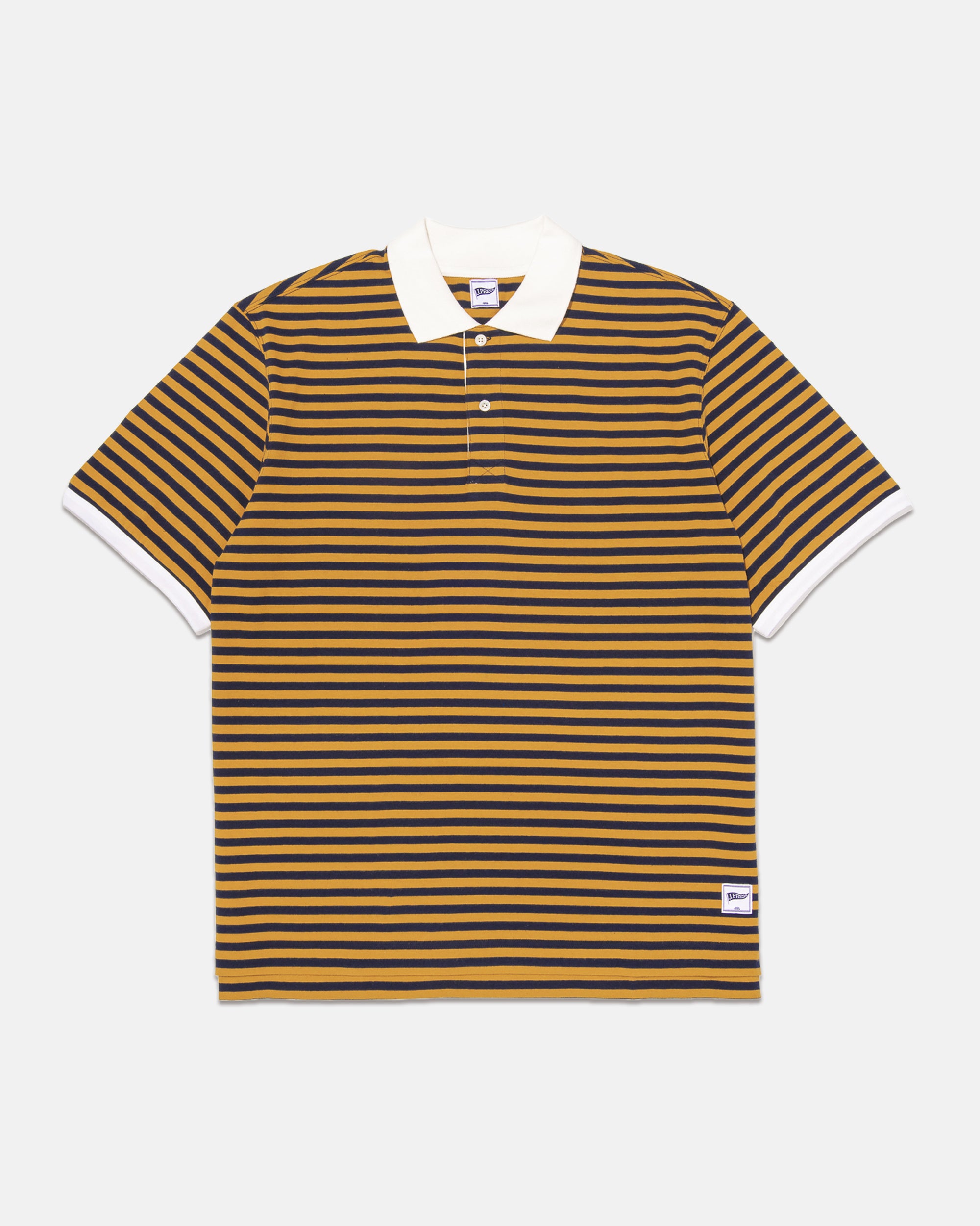 STRIPE INTERLOCK POLO SHIRT - NAVY/YELLOW