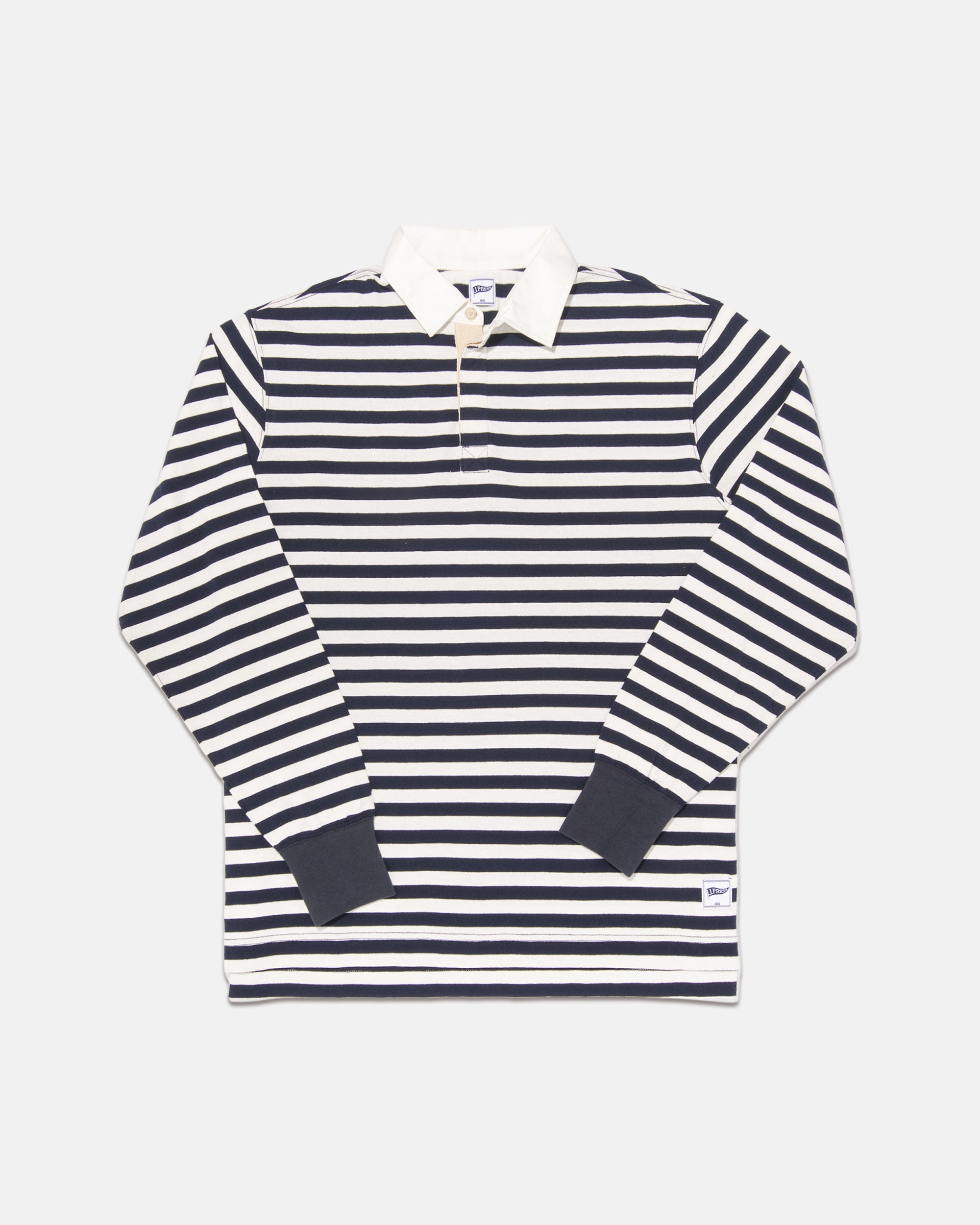 White & Navy Striped Rugby - Trim Fit