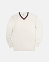 TIPPED V-NECK SWEATER - WHITE