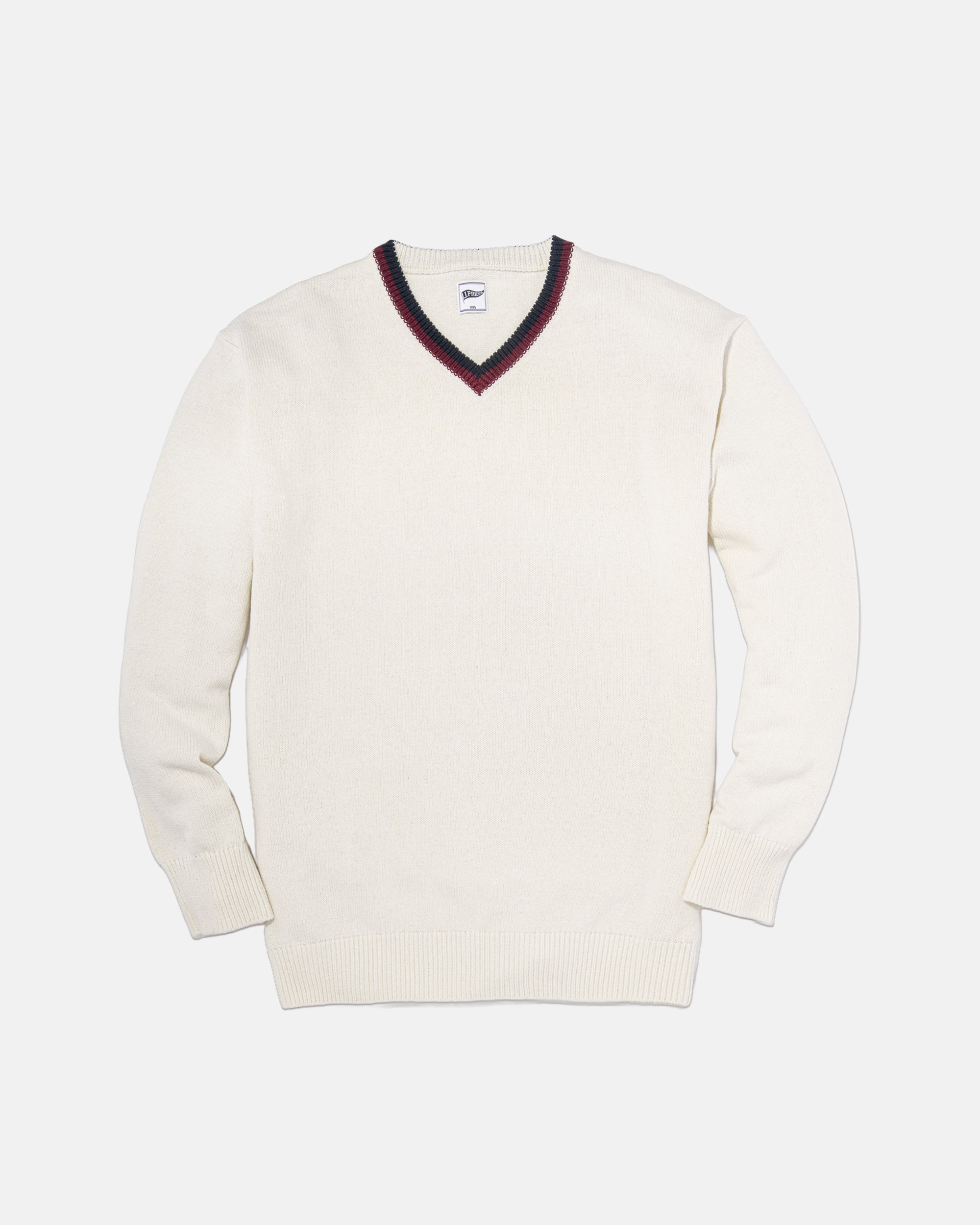 TIPPED V-NECK SWEATER - WHITE