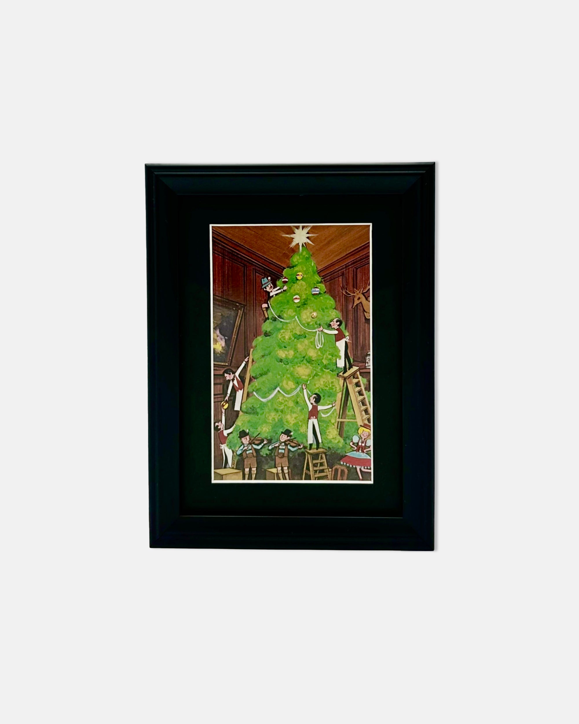 Vintage Luchow's German Restaurant NYC Framed Christmas Holiday Postcard