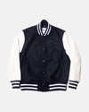 Navy Wool Varsity Jacket - Trim Fit
