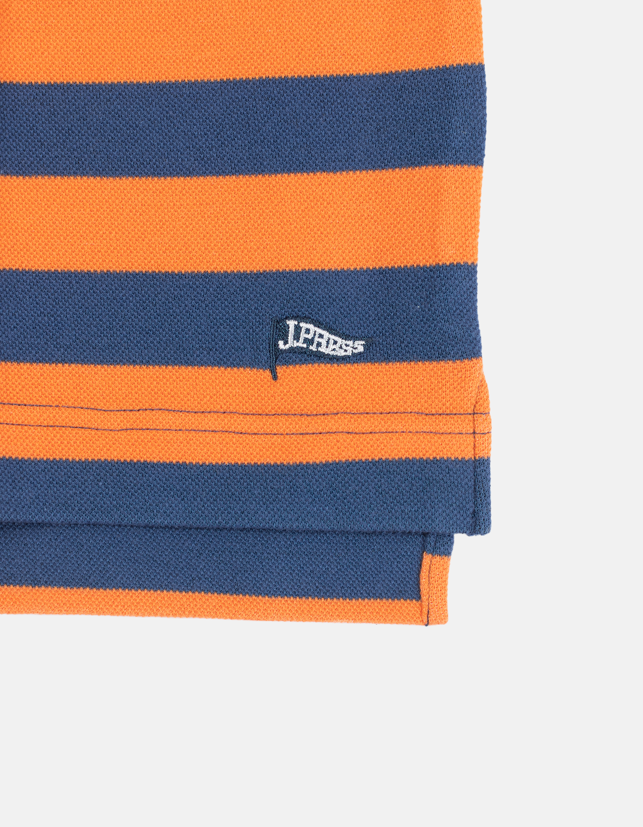 Navy & Orange Trim Fit Wide Stripe Polo