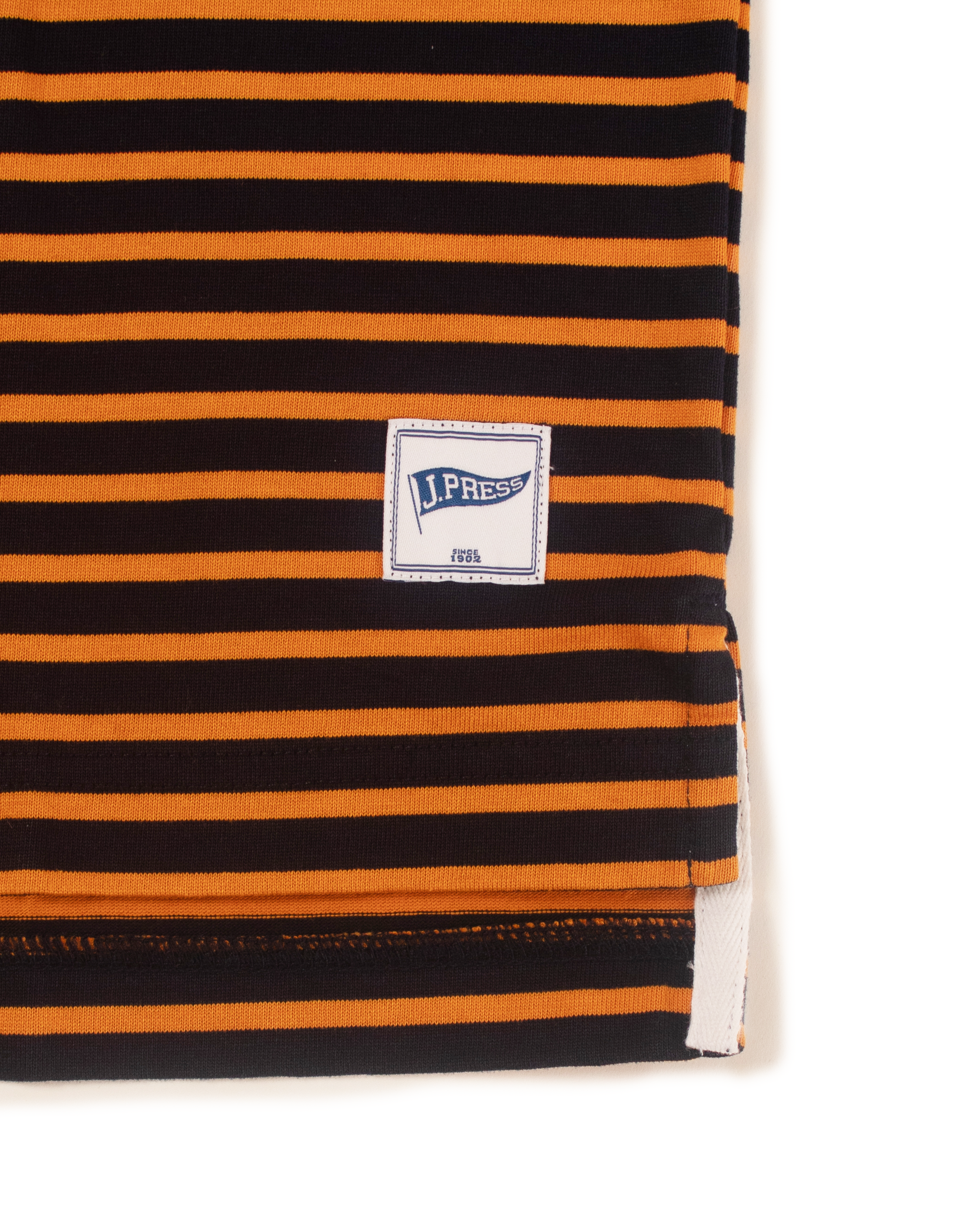 Orange & Navy Trim Fit Breton Stripe Rugby