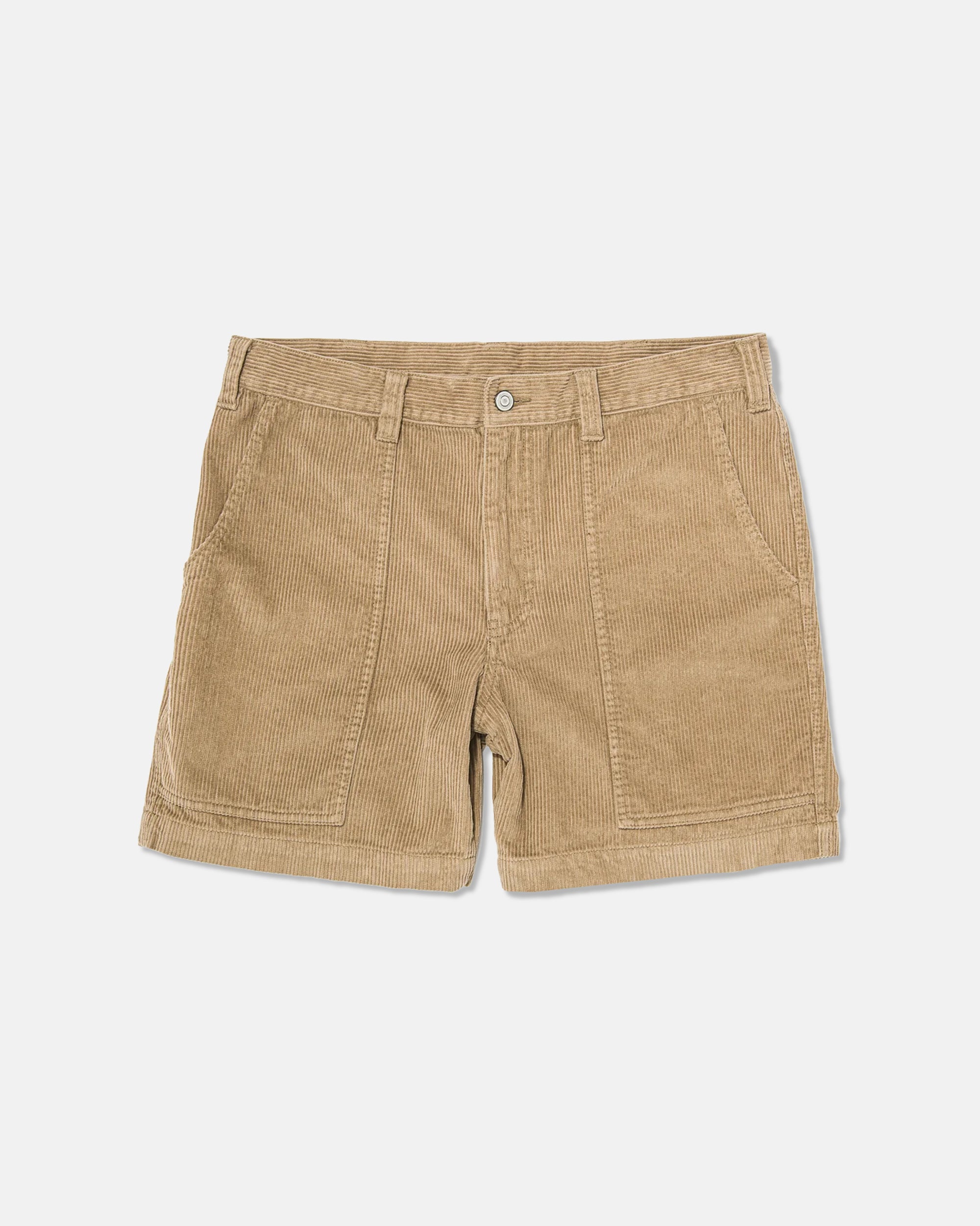 Light Khaki Wide-Wale Cotton Corduroy Shorts - Trim Fit