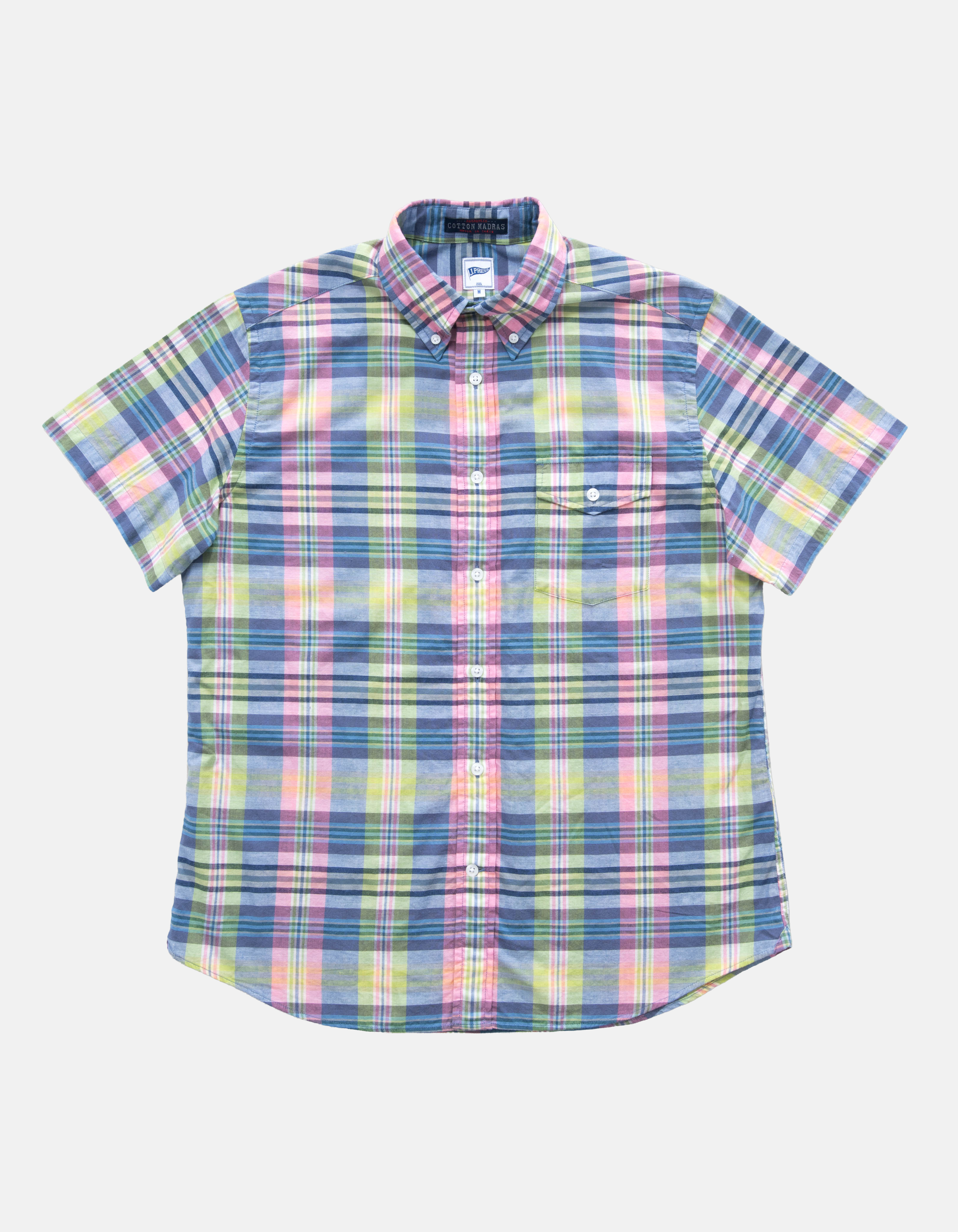 Pink & Green Madras Short Sleeve Sport Shirt - Trim Fit