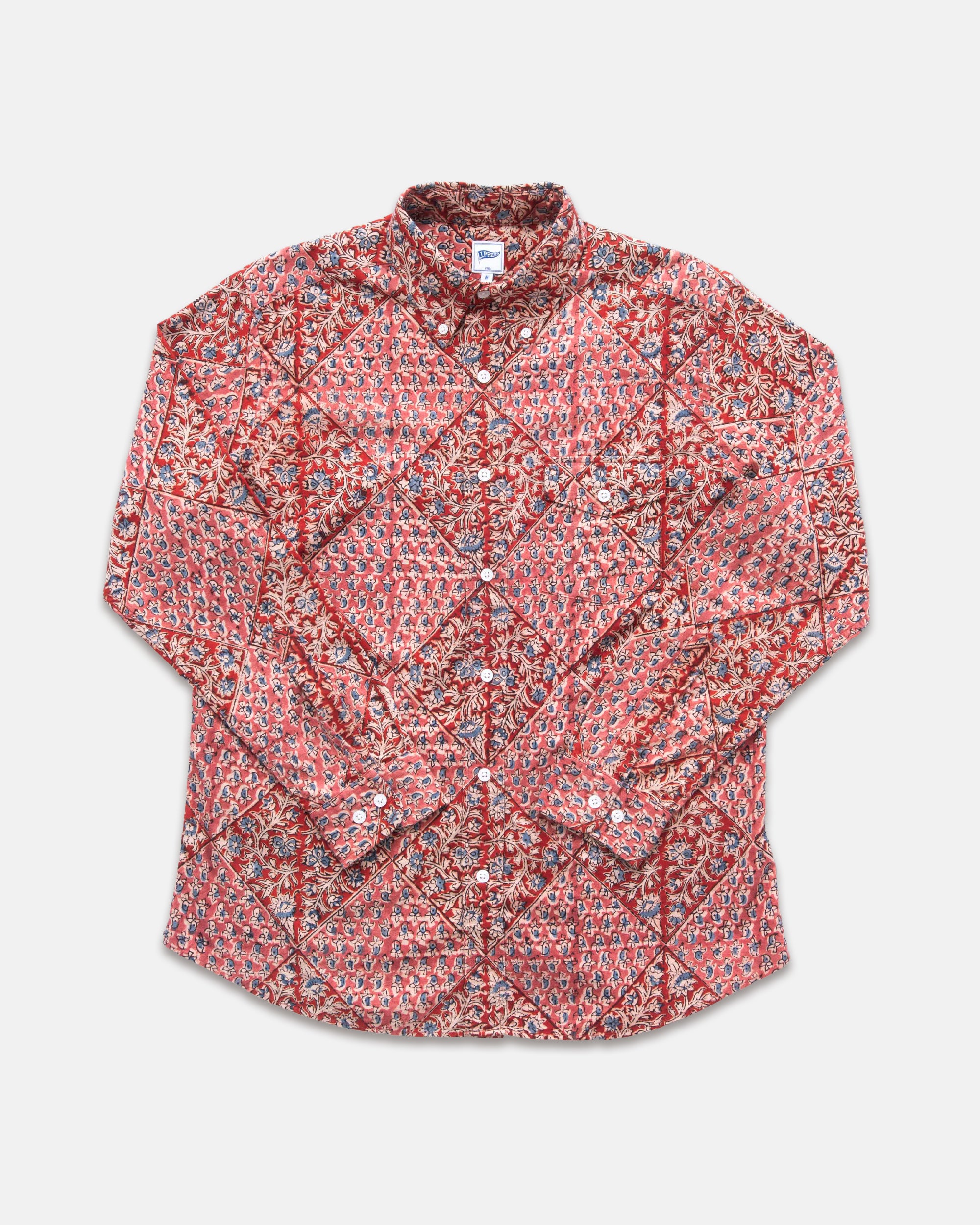Trim Fit Red Batik Print Madras Sport Shirt