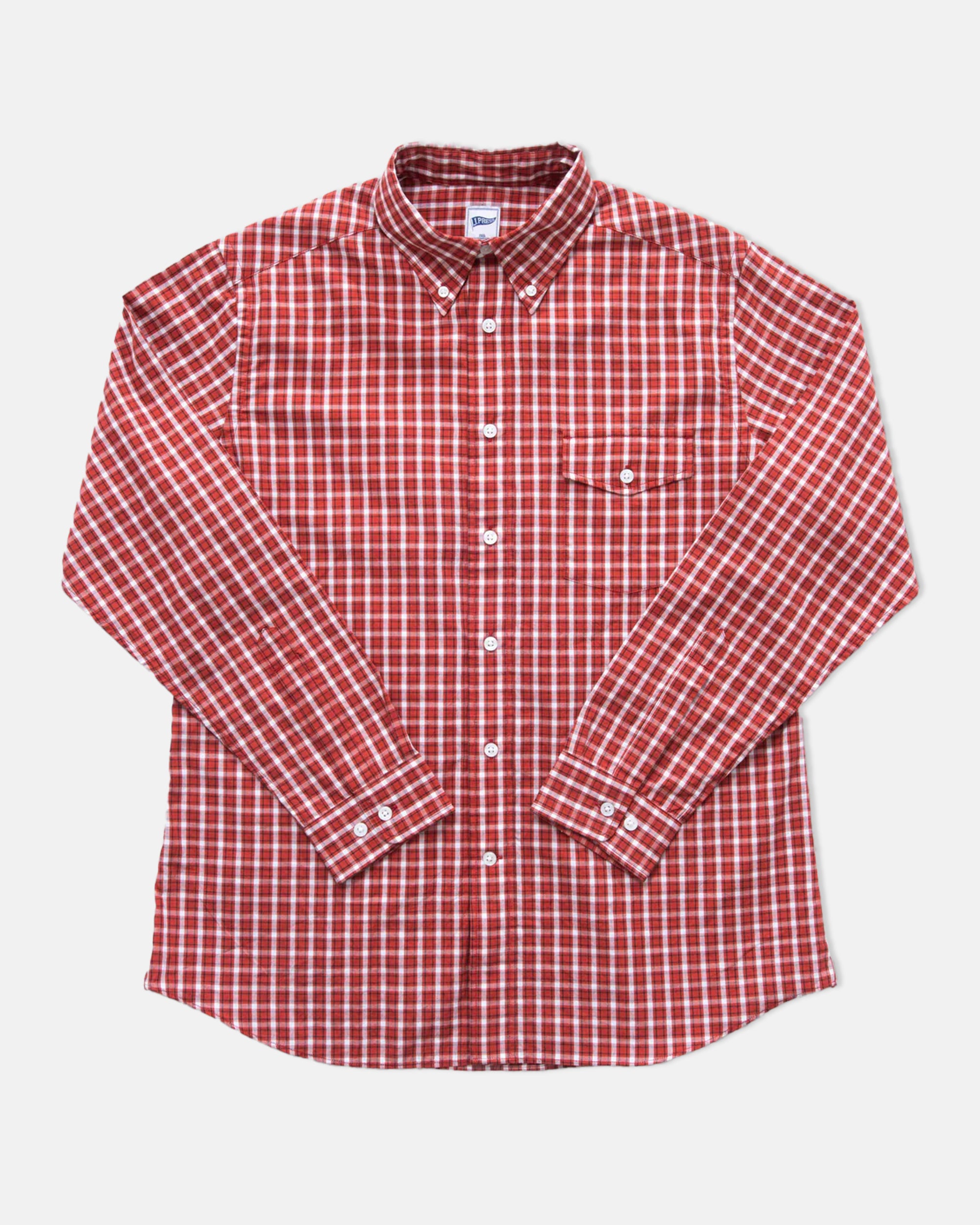 Trim Fit Long Sleeve Madras Button Down Shirt