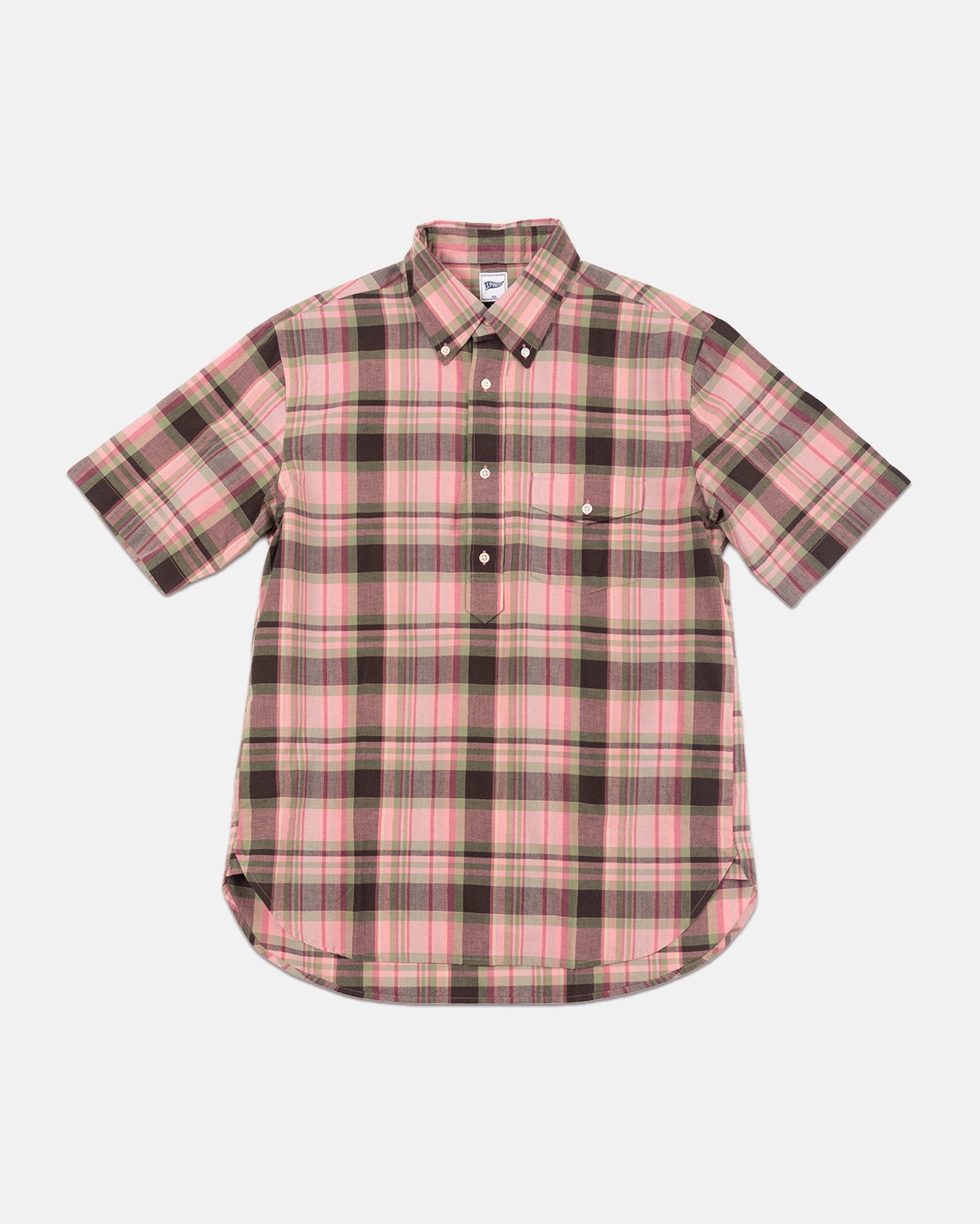 Pink & Green Madras Popover Sport Shirt - Trim Fit