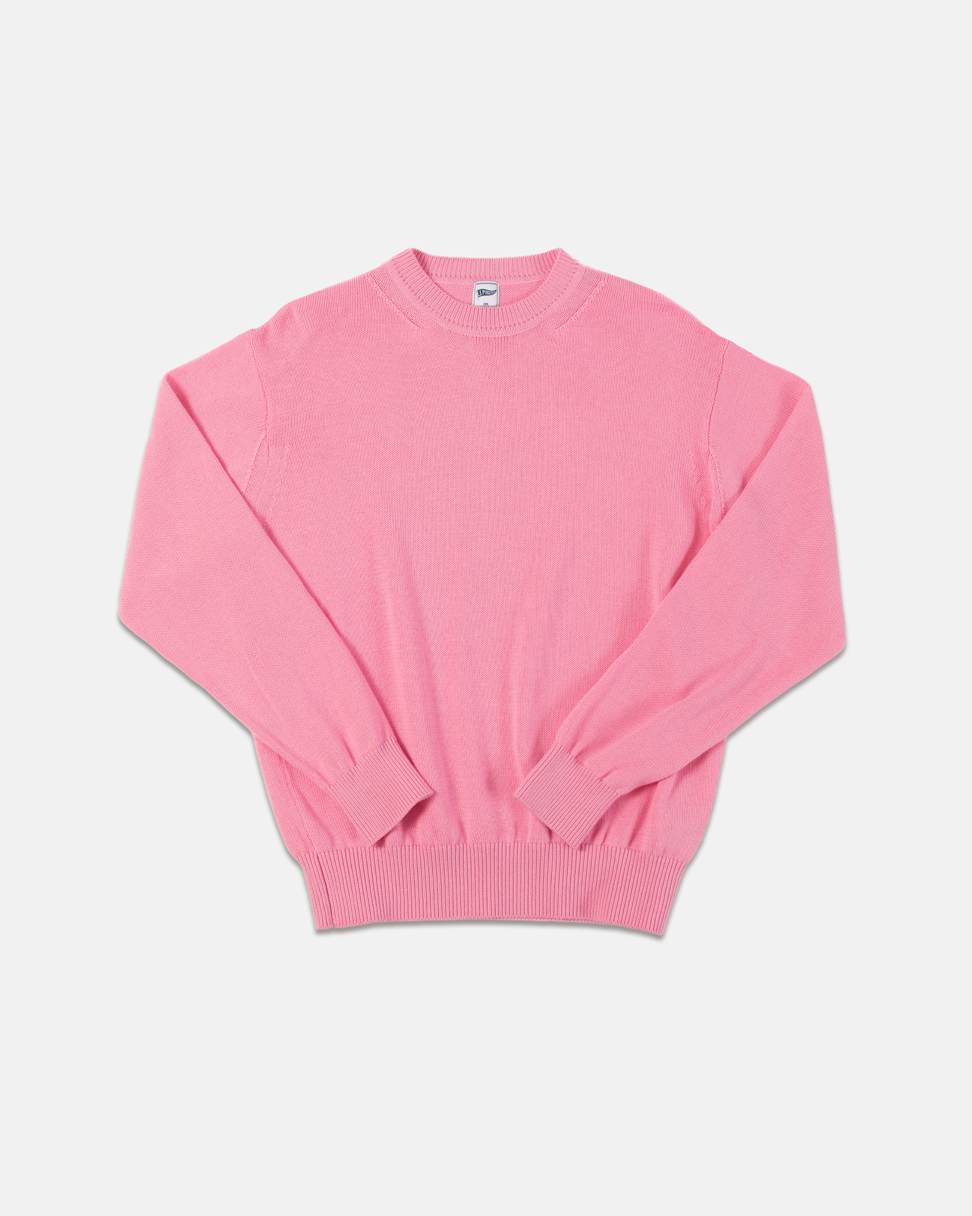SOLID COTTON CREW NECK SWEATER - PINK