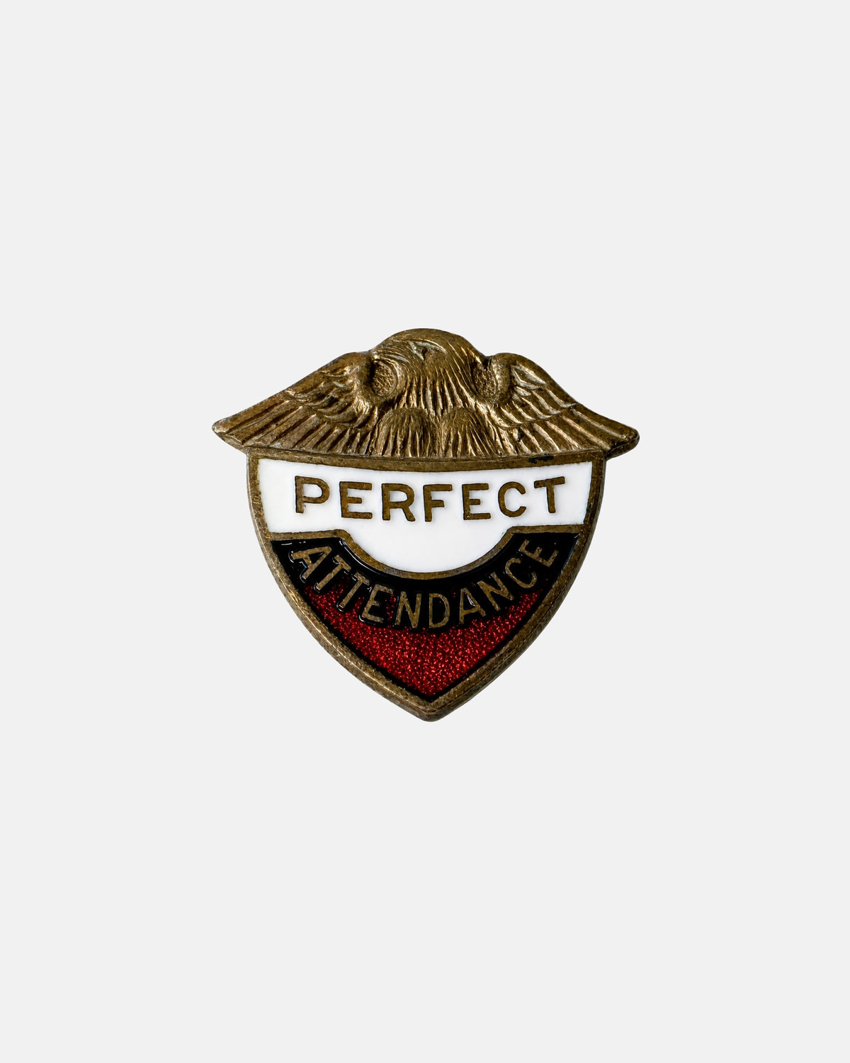Vintage Perfect Attendance School Award Enamel Lapel Pin Badge