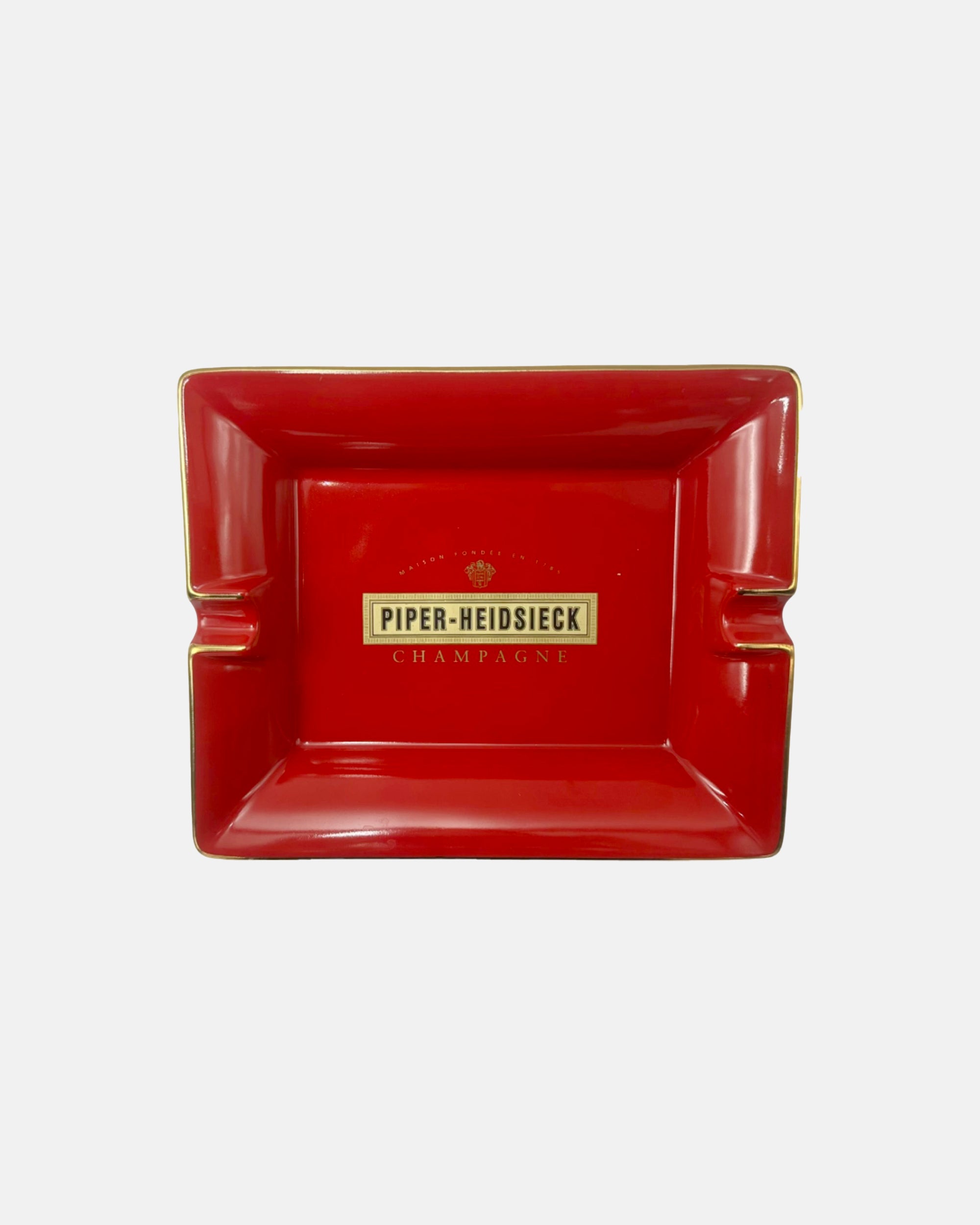 Vintage Piper-Heidsieck Champagne Red Porcelain Ashtray Catchall Dish