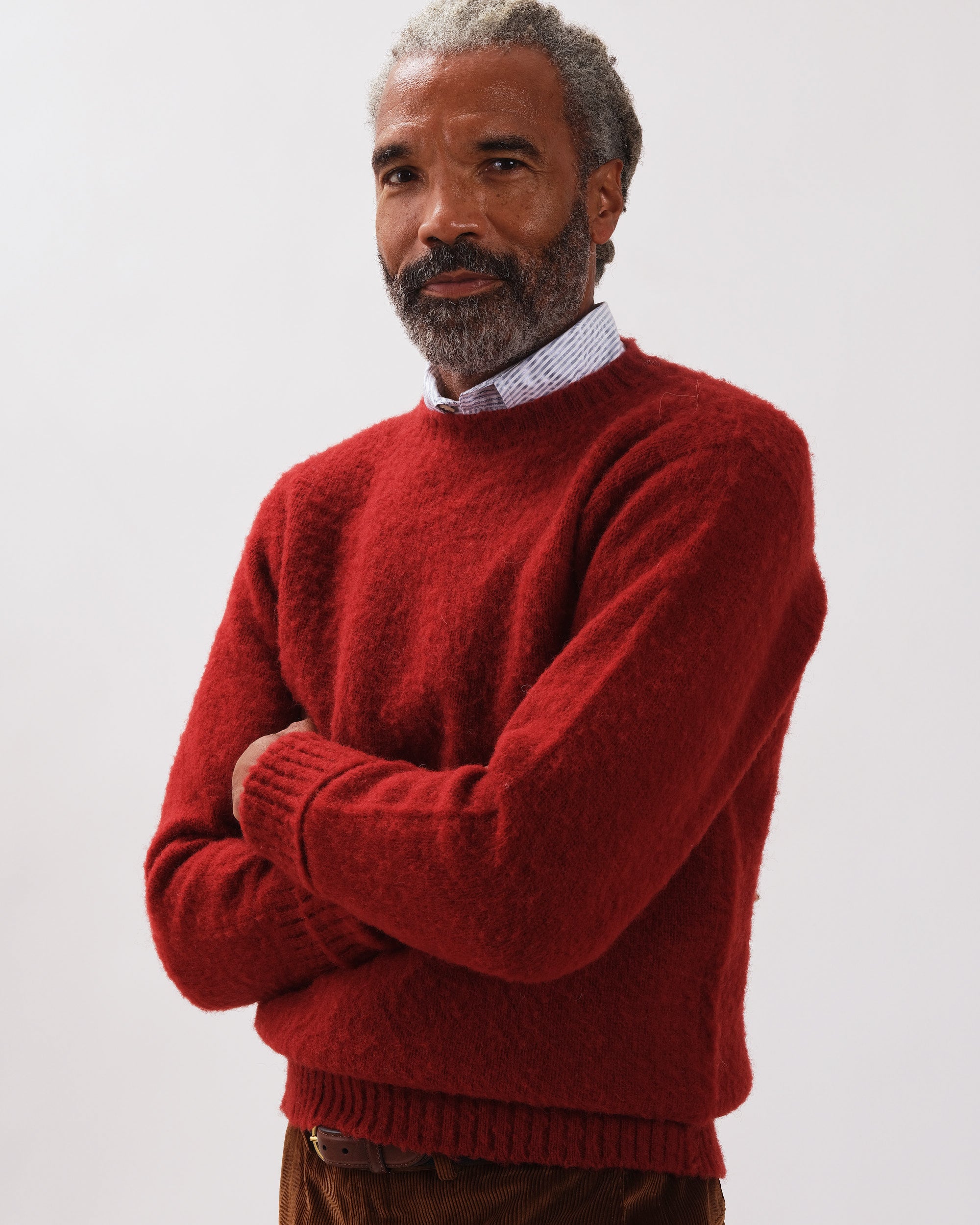 タイムセールmachatt ショルダーミックスニット（レッド） セール】MIXミドルゲージショートあぜニット【洗濯機OK】（ニット