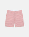 Red Cotton Seersucker Shorts