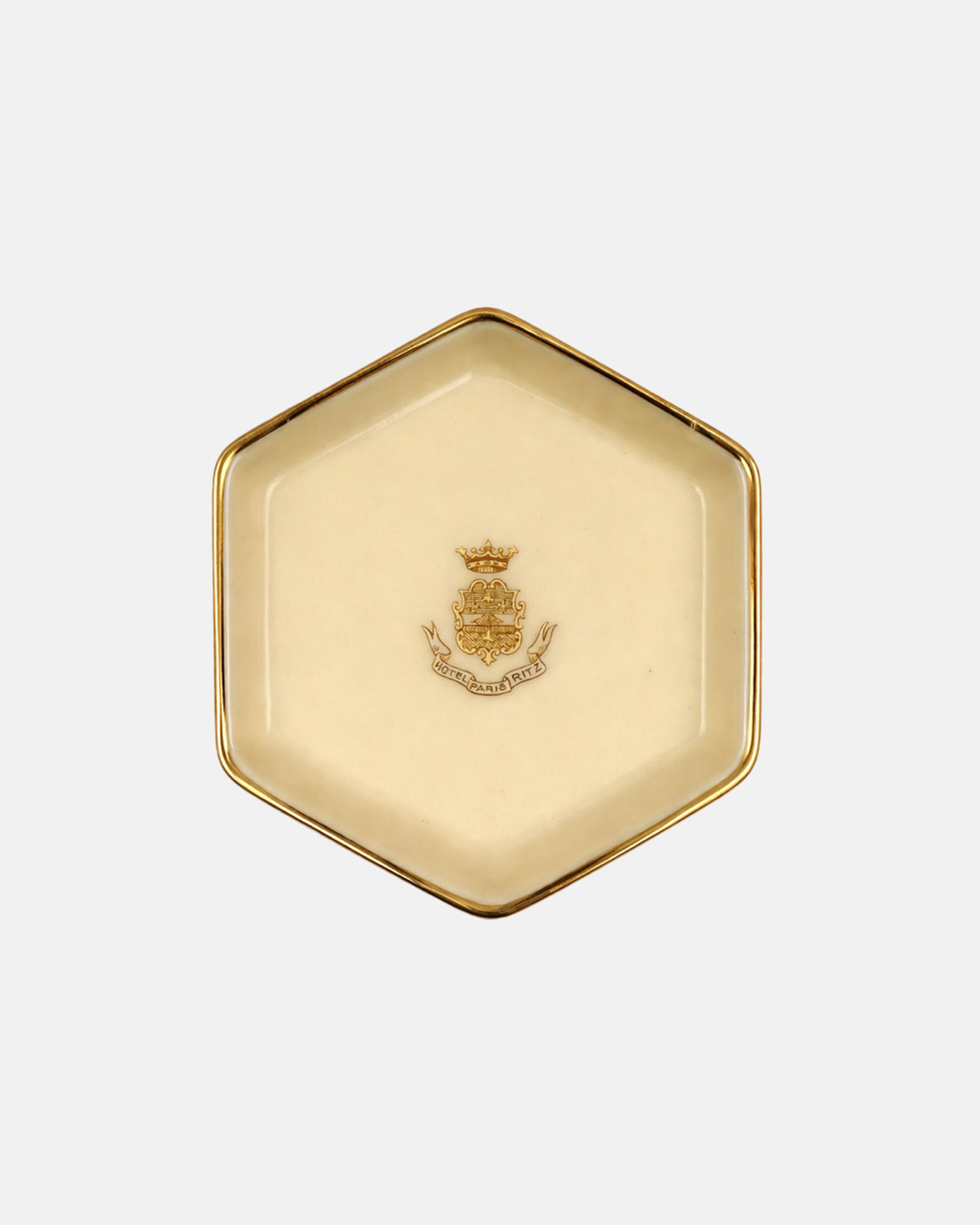 Vintage Ritz Paris Hotel Beige Porcelain Ashtray