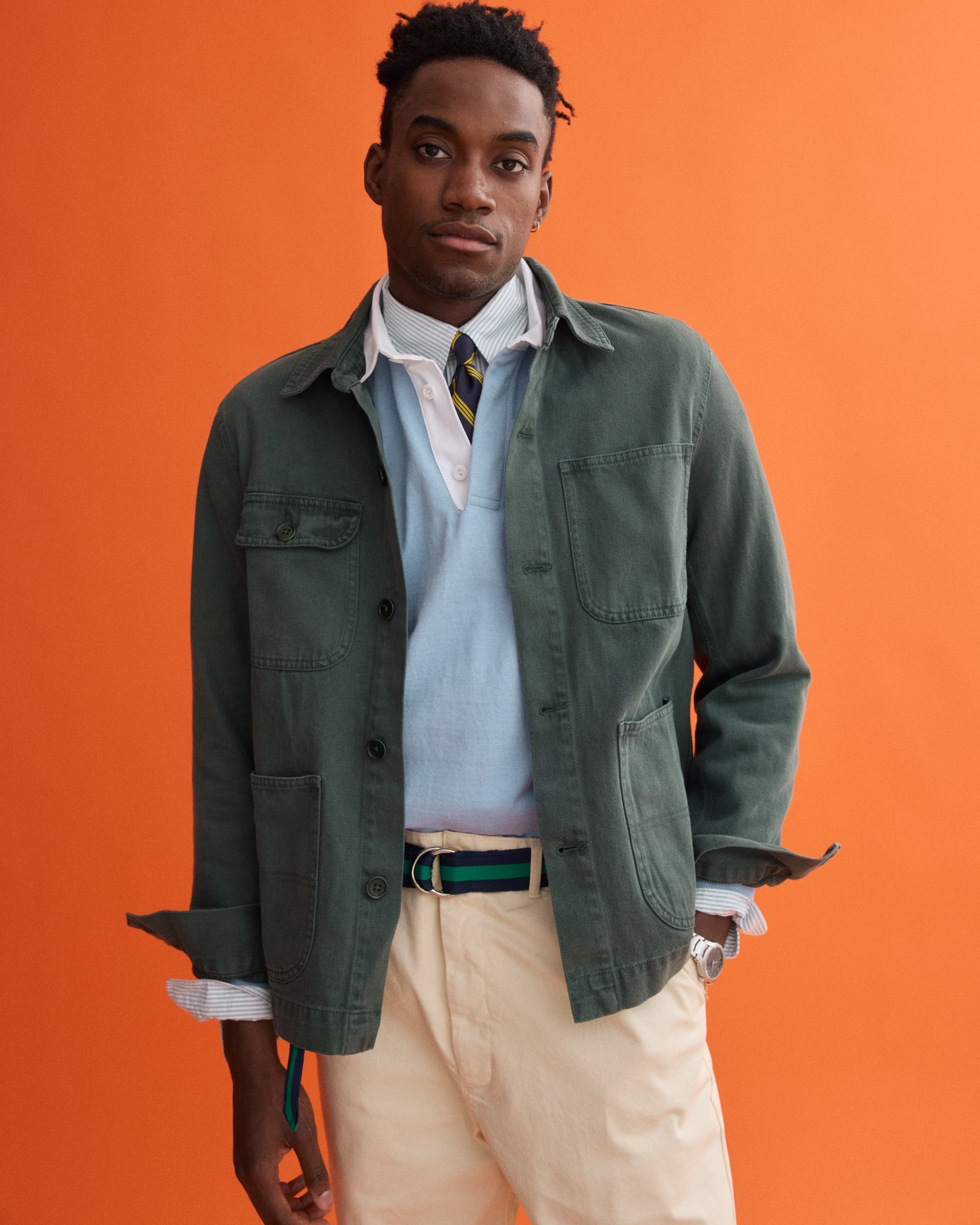 Green Garment Dyed Recycled Denim Work Jacket