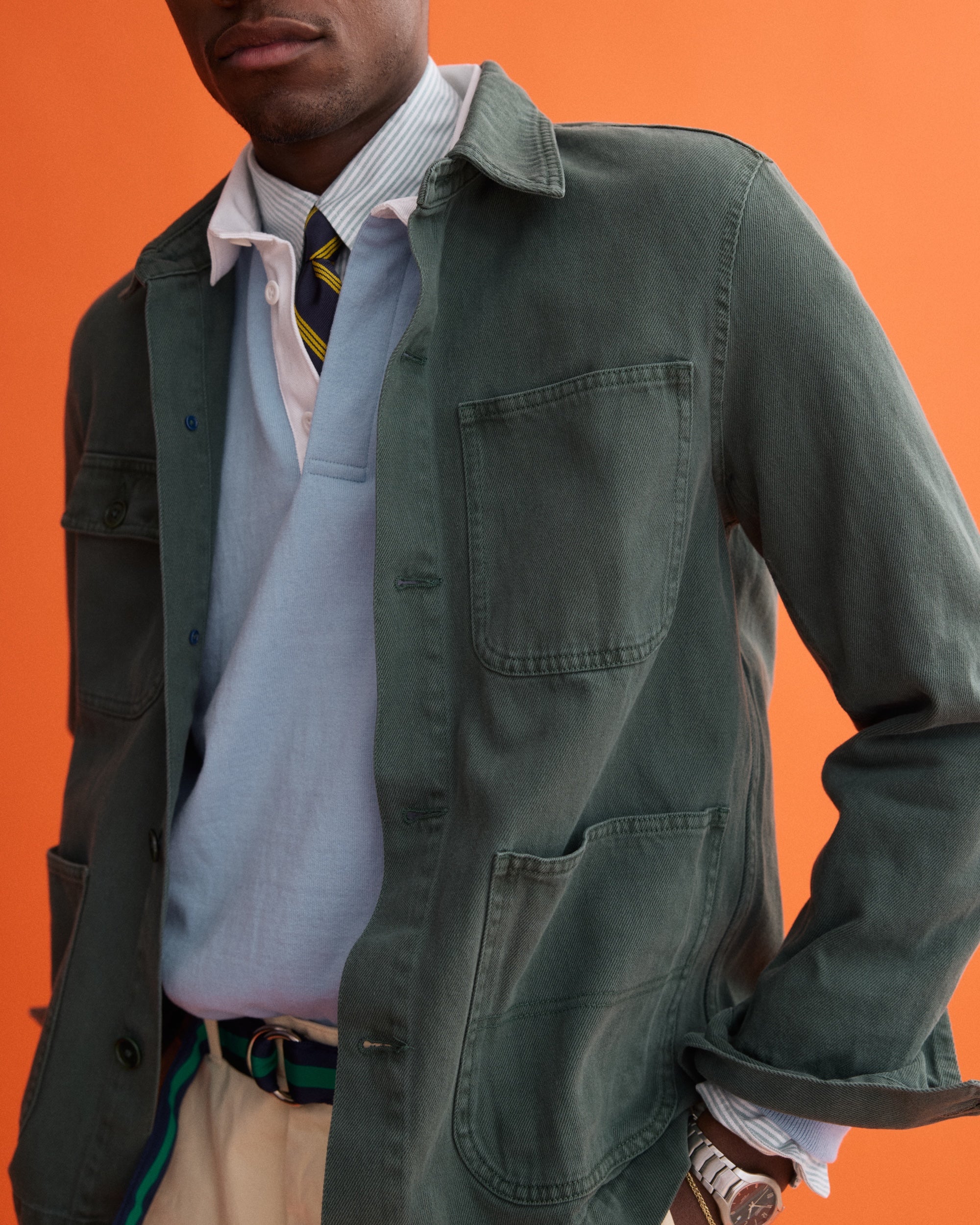 Green Garment Dyed Recycled Denim Work Jacket