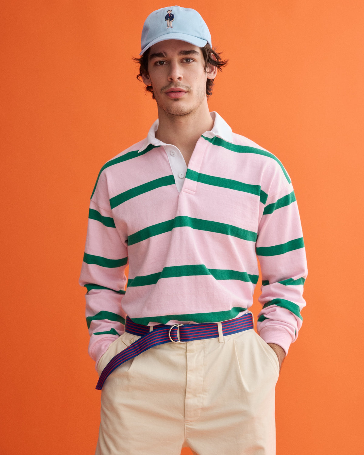 Made-in-USA Pink & Green Bar Stripe Rugby