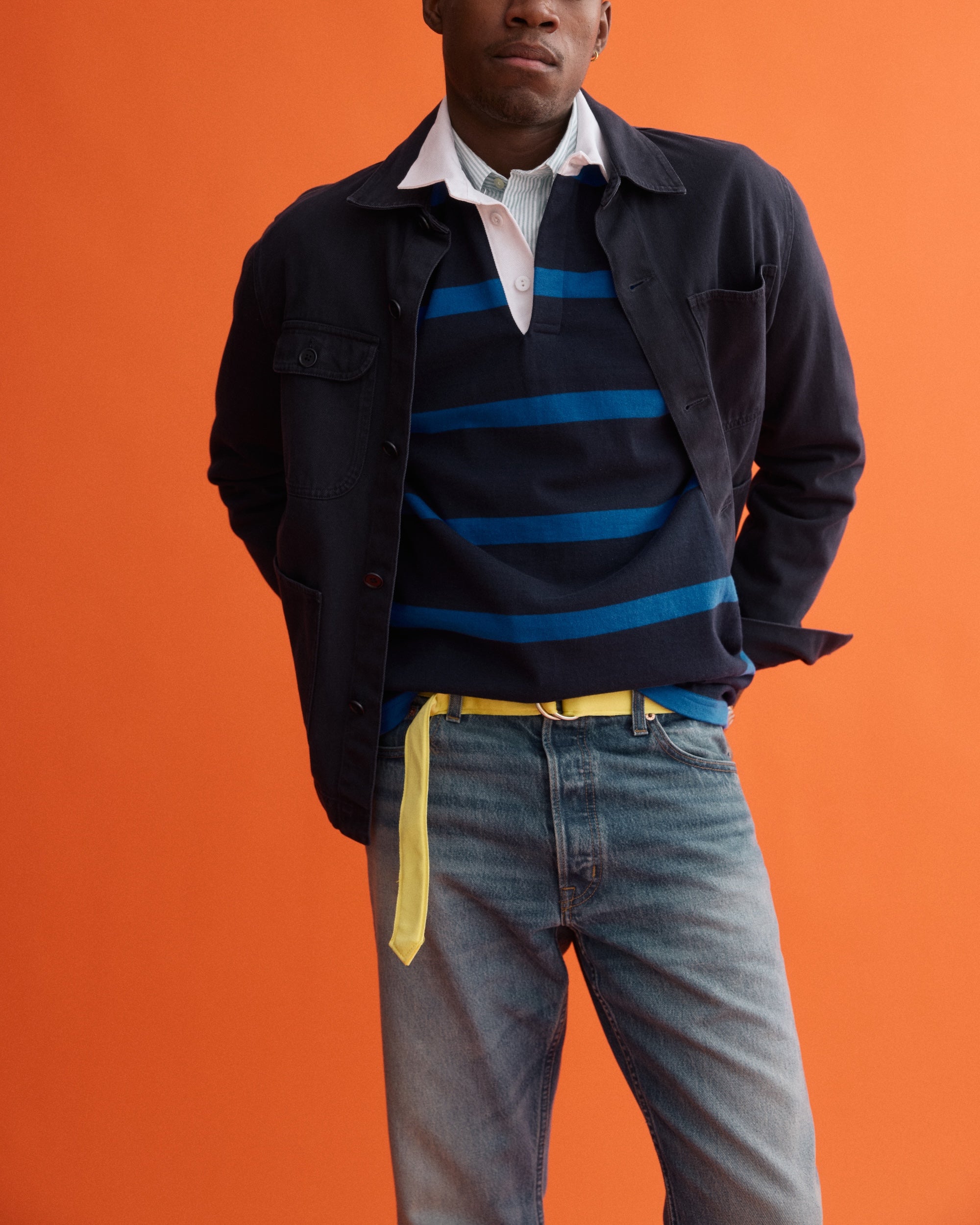 Navy Garment Dyed Recycled Denim Work Jacket