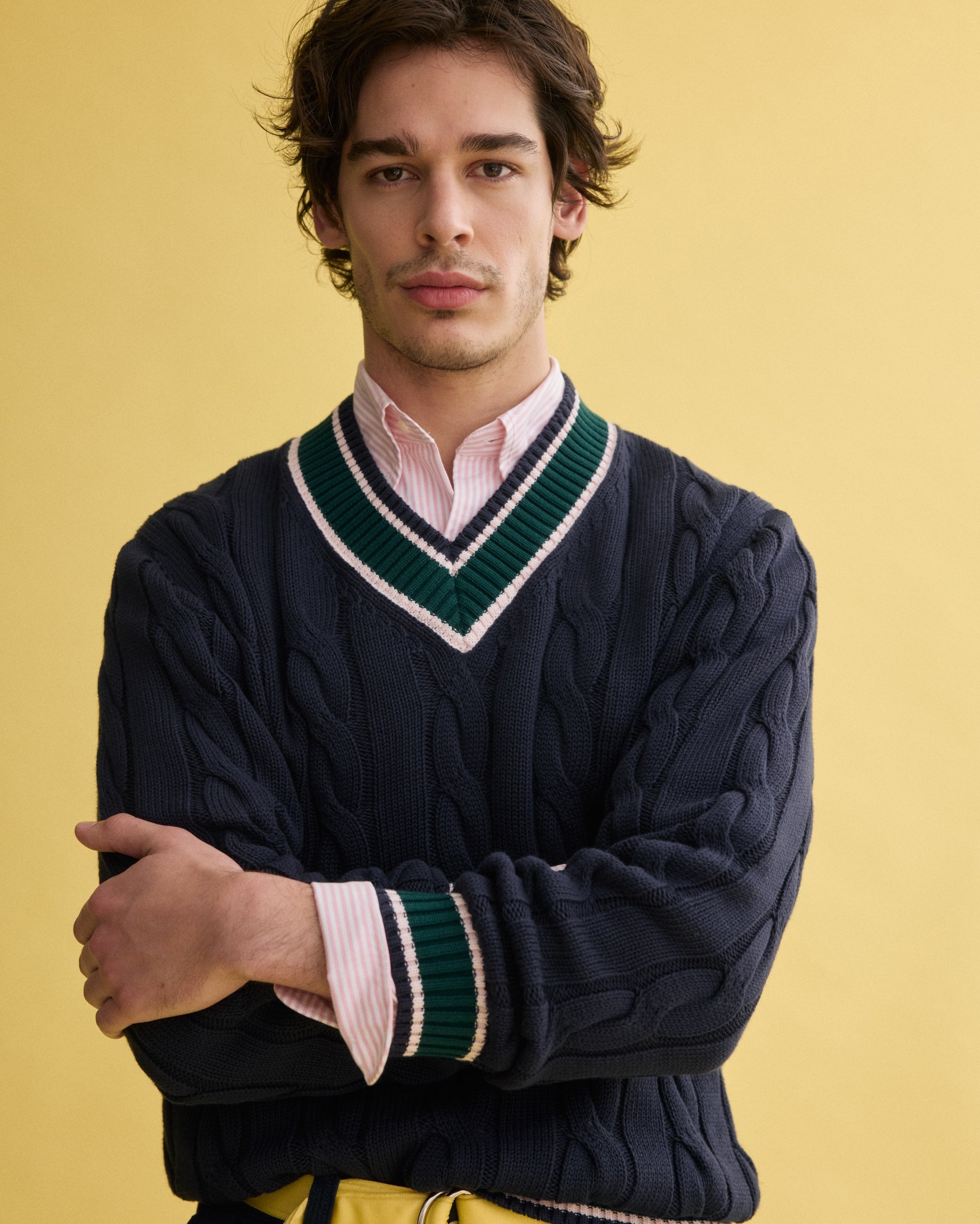 THE FIRST CLASS VIADEL JERSEY ニットジャケット J. Press x Alex Mill Navy Cotton Cricket Sweater | J. Press