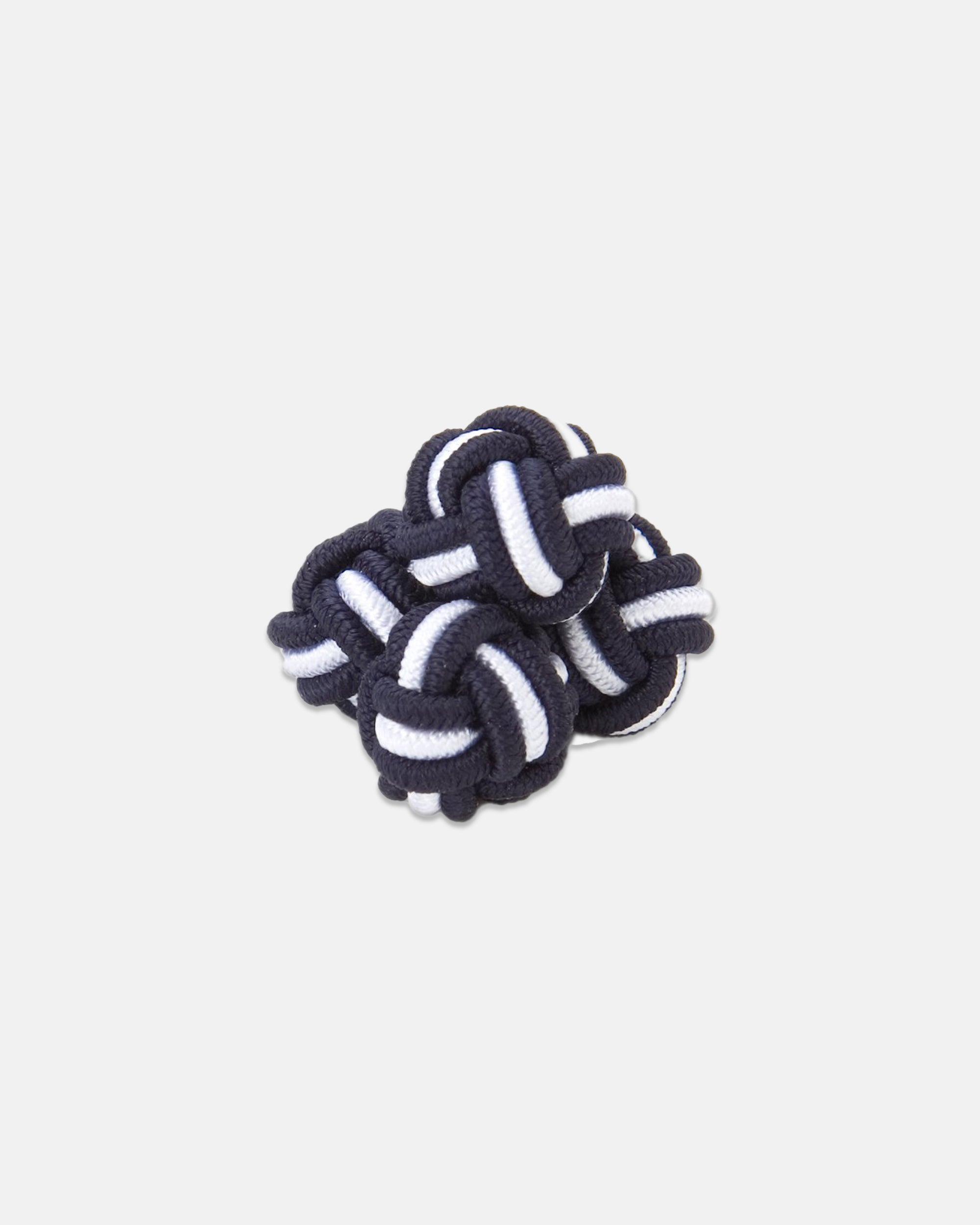 Navy & White Monkey's Fist Silk Knot Cufflinks