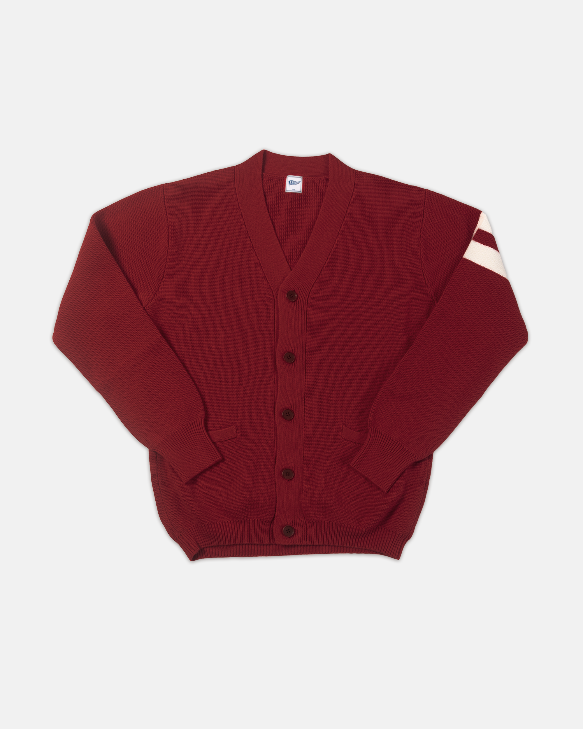 Burgundy Varsity Cotton Cardigan Sweater