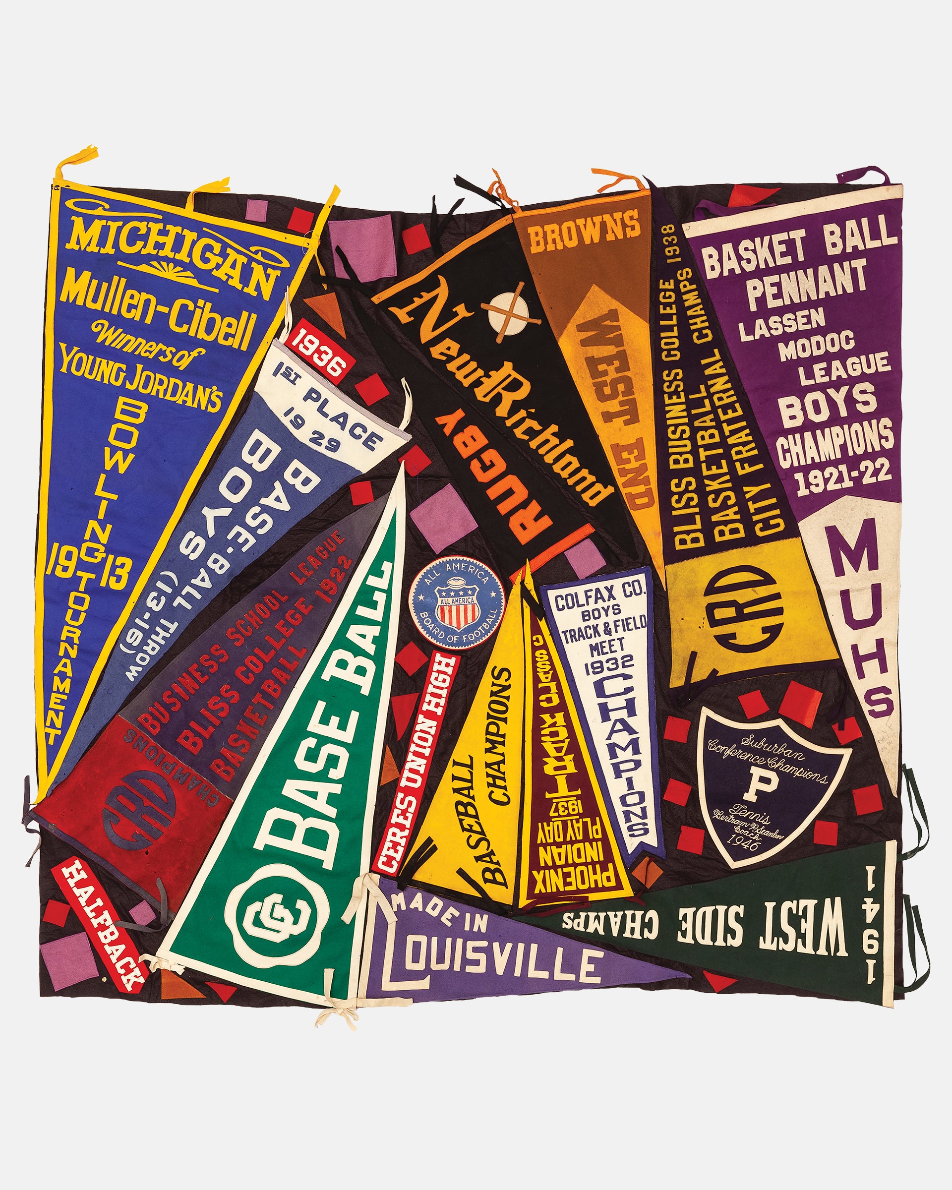 Vintage Pennant Quilt - Sports #1