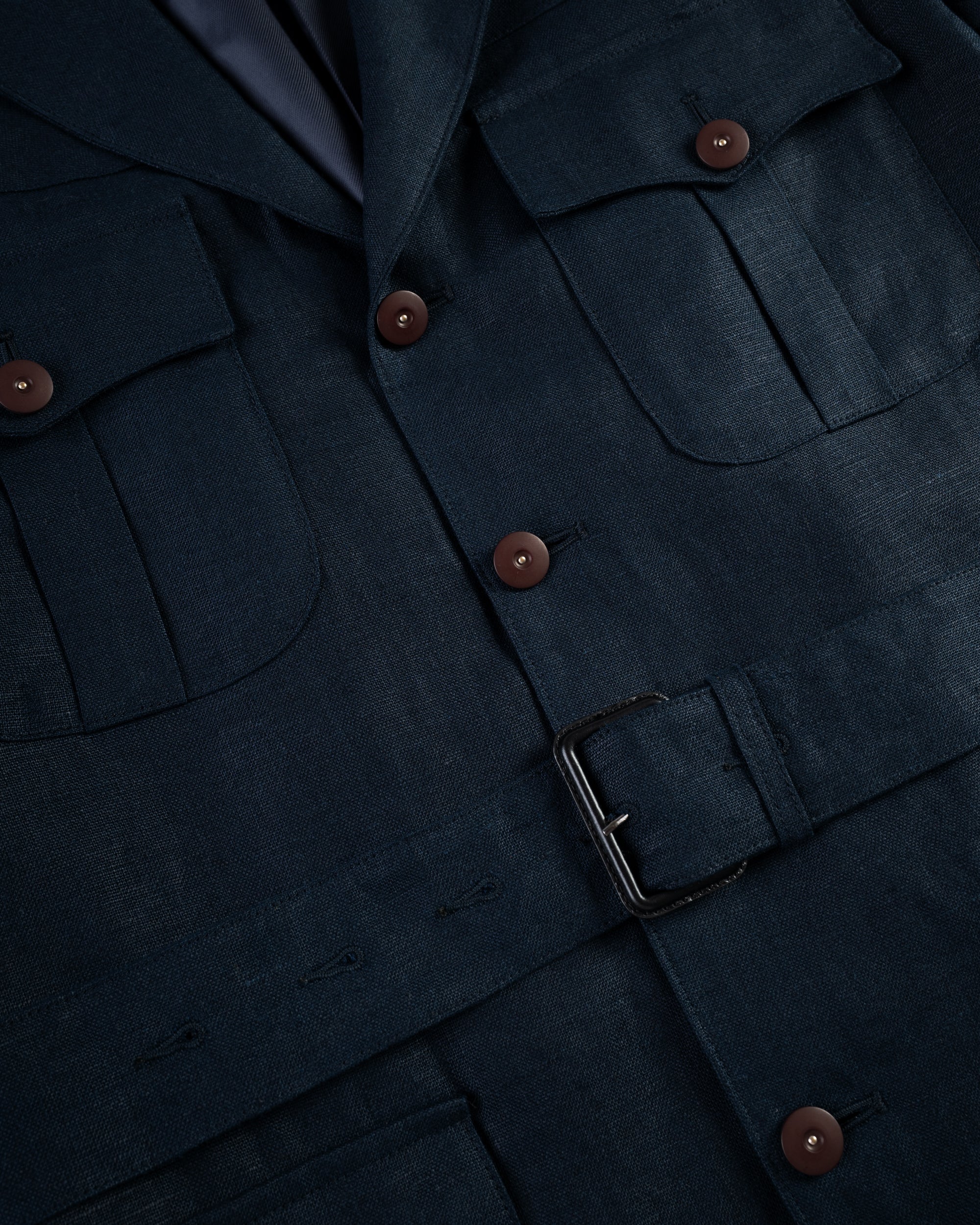 Made-in-England Navy Linen Safari Jacket
