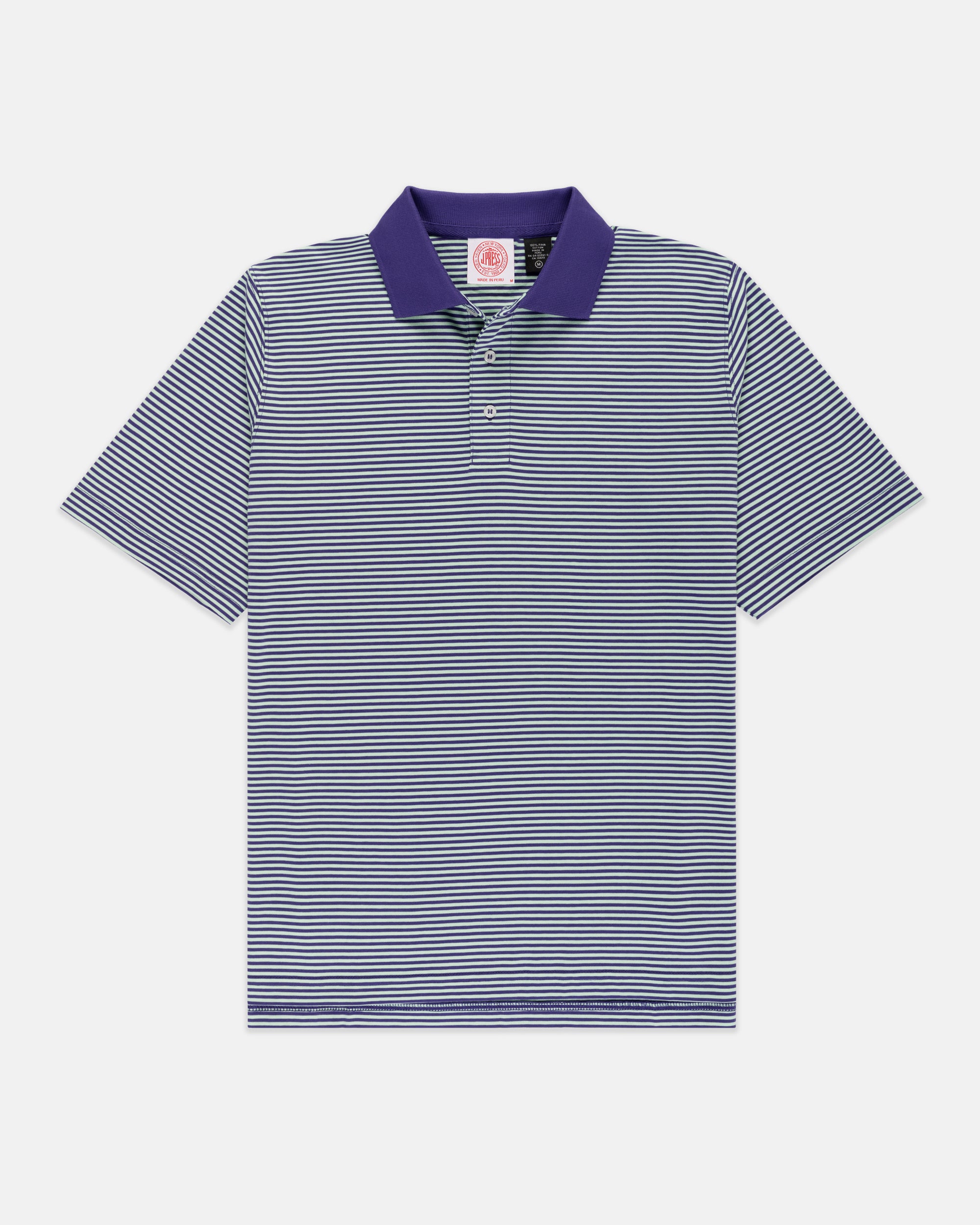 Purple & Lime Cotton Jersey Stripe Polo - Classic Fit