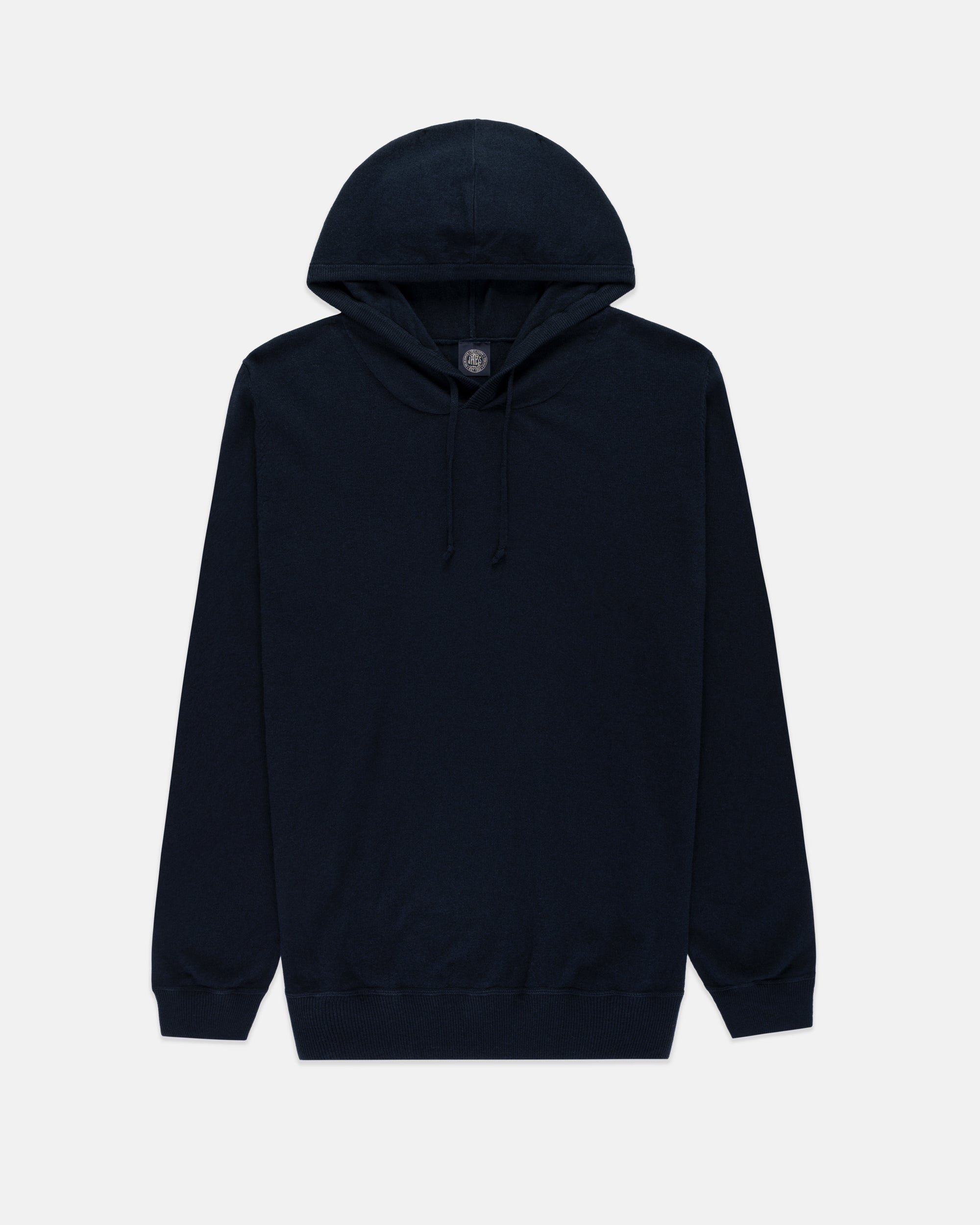 Navy Cotton-Wool Hoodie - Trim Fit