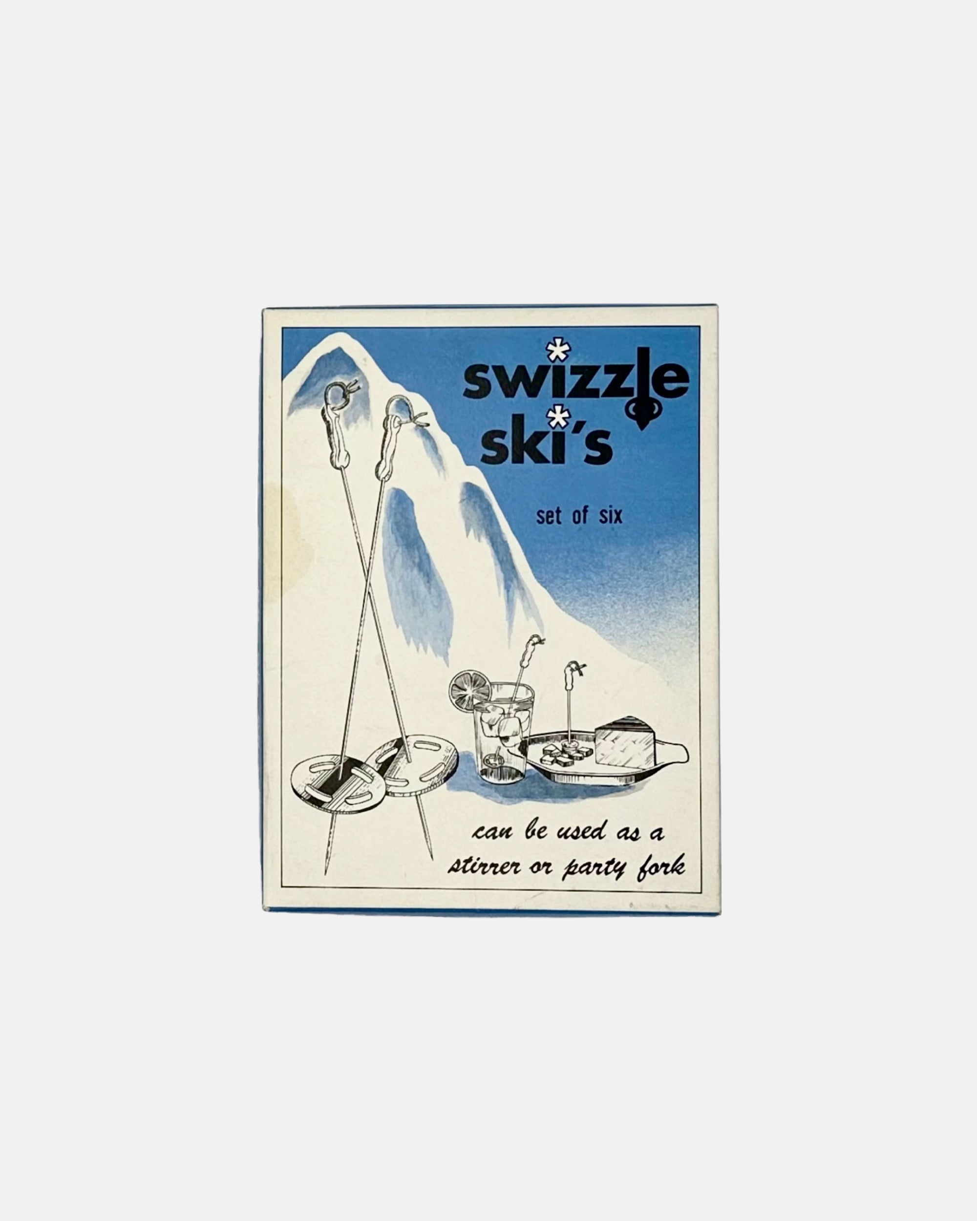 Set 6 Swizzle Ski's Ski Pole Swizzle Sticks Cocktail Hors D'oeuvres Barware