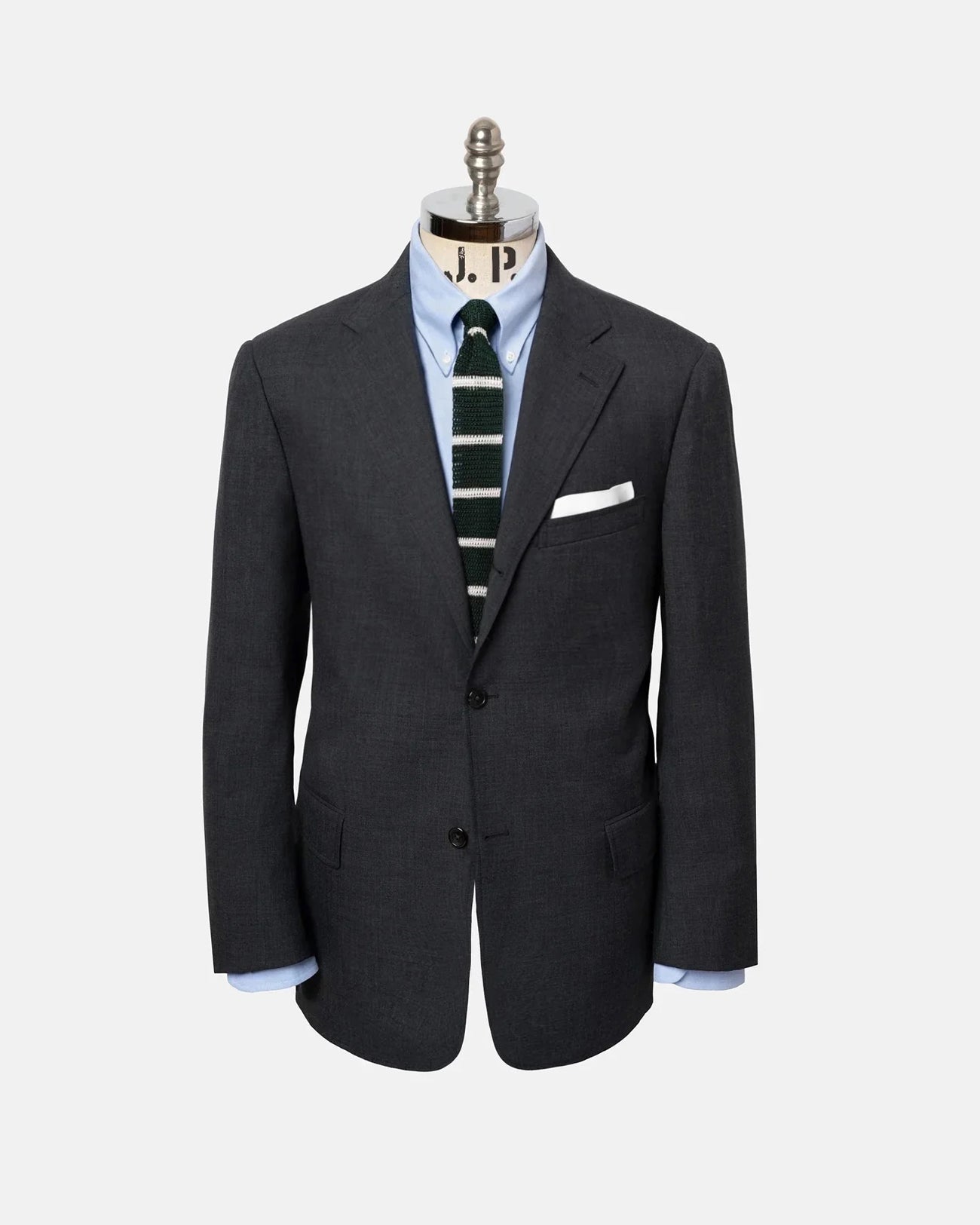 Solid Charcoal Merino Wool Suit - Trim Fit