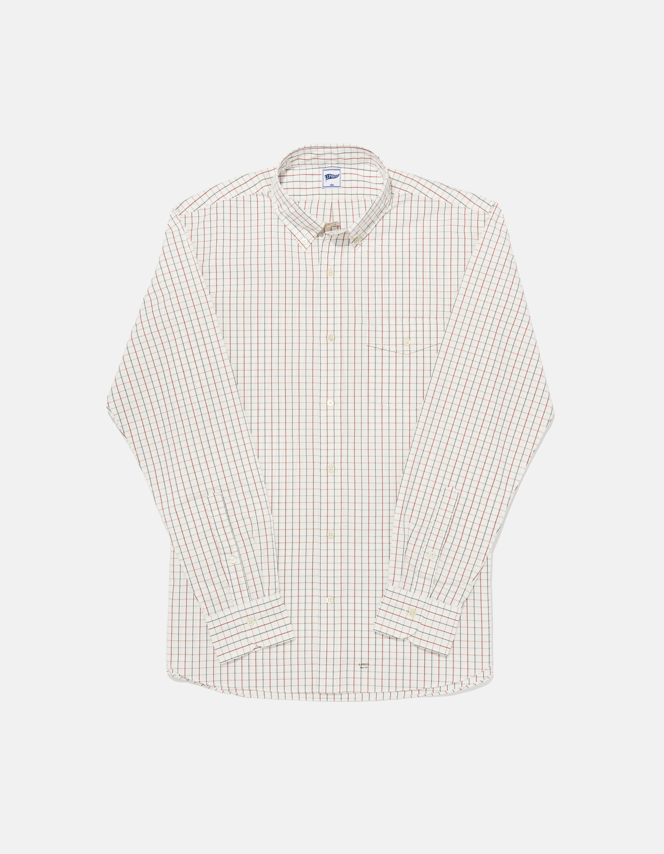 Cream Mini-check Sport Shirt - Trim Fit