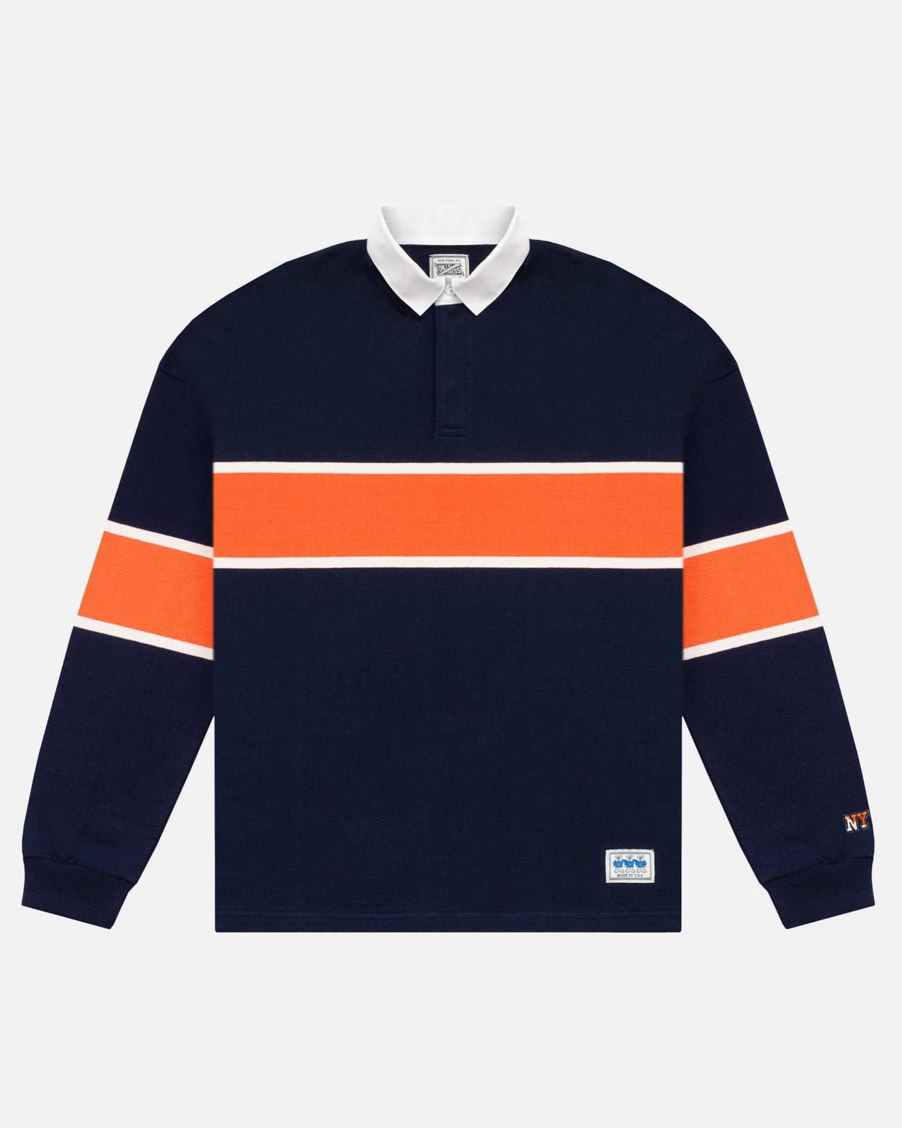 Made-in-USA J. Press x Only NY Navy & Orange Chest Stripe Rugby